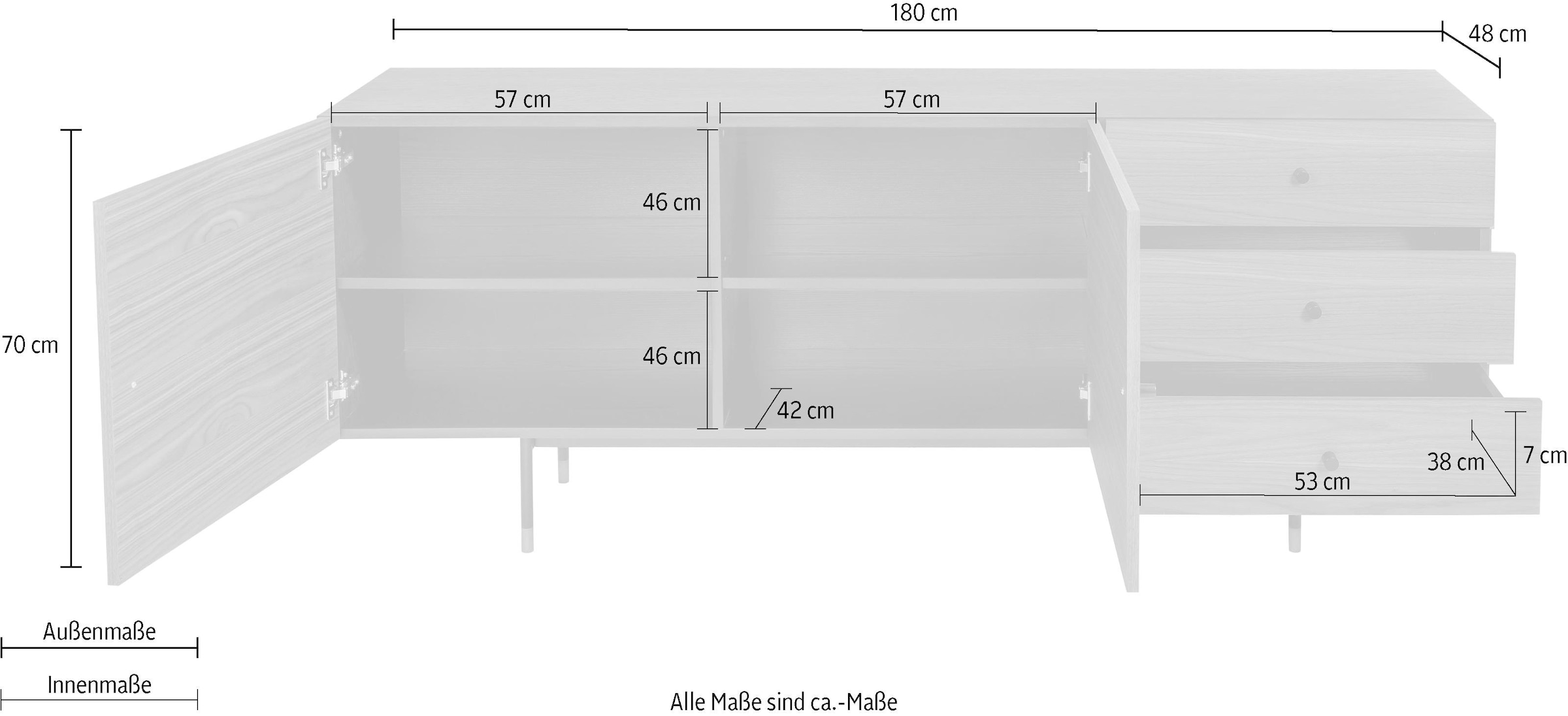 Woodman Sideboard »Daniel«, Kommode mit Holzfurnier aus Walnussbaum, Breite 180 cm, FSC®