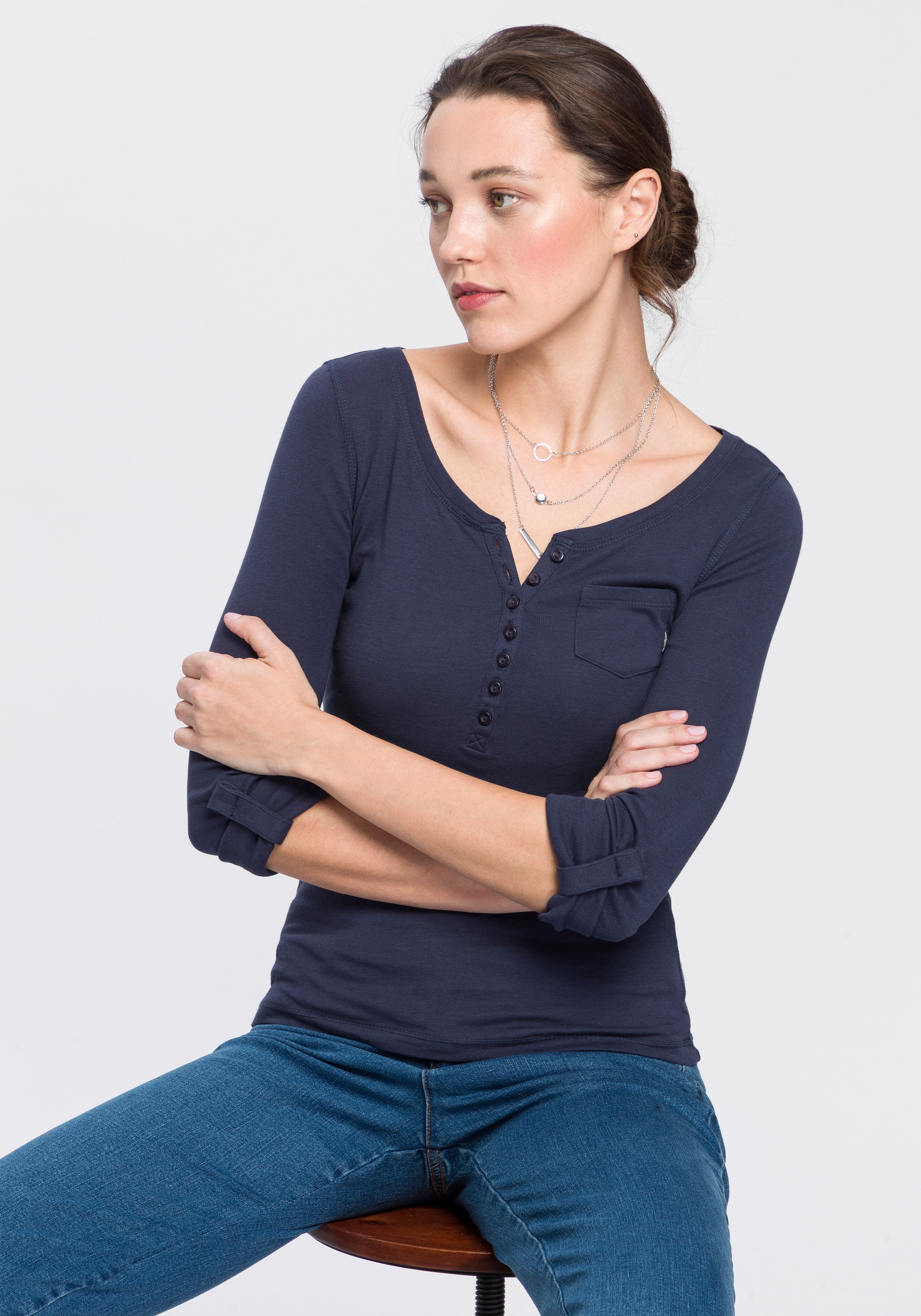 Image of Arizona Langarmshirt, mit Knopfleiste bei Ackermann Versand Schweiz