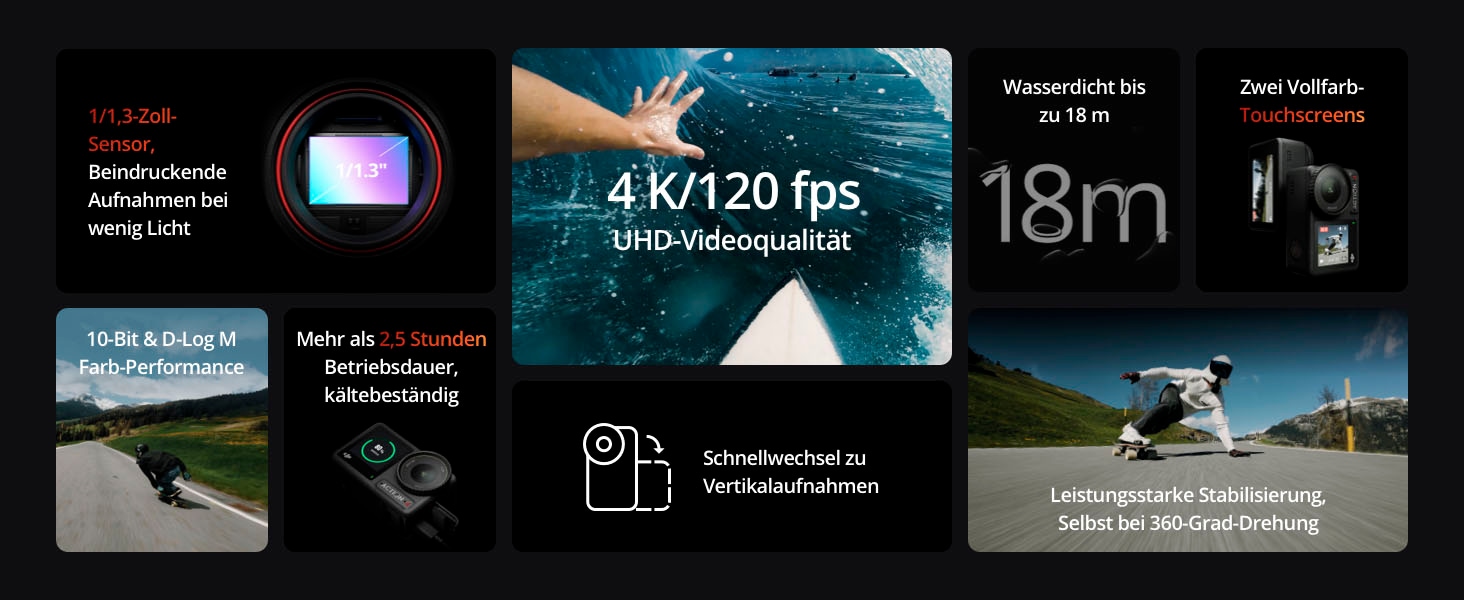 DJI Caméscope »Osmo Action 4 Adventure Combo« 4K Ultra HD