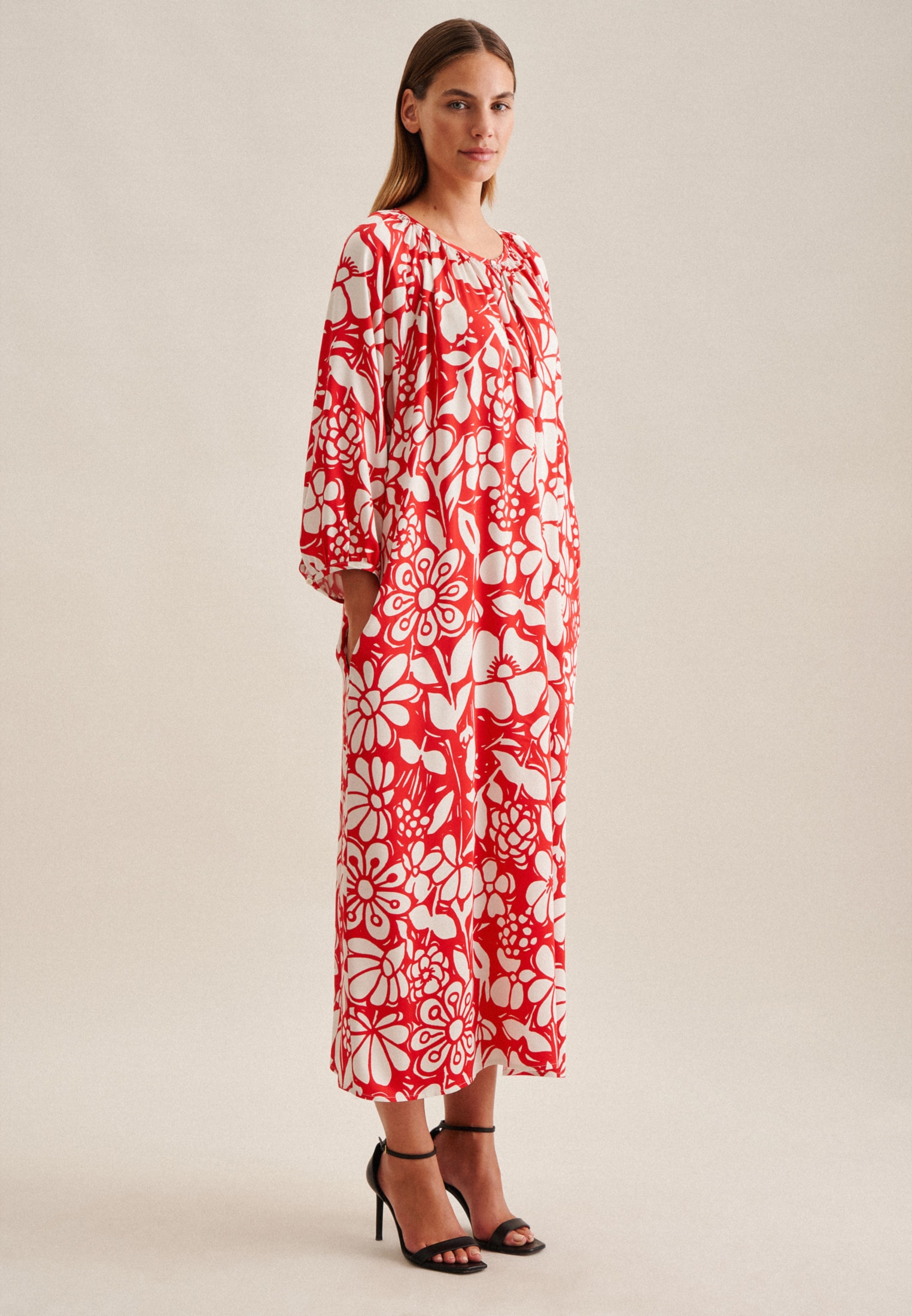 seidensticker Sommerkleid »Schwarze Rose«, 3/4-Arm Rundhals Floral