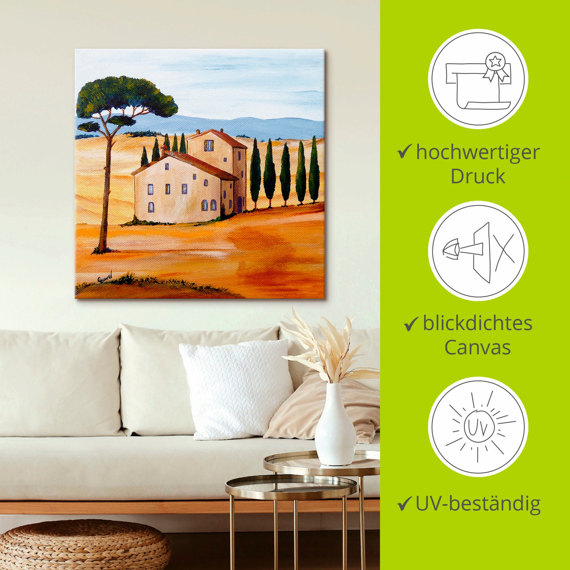 Artland Wandbild »Toskana modern 1«, Europa, (1 St.), als Leinwandbild, Poster in verschied. Grössen