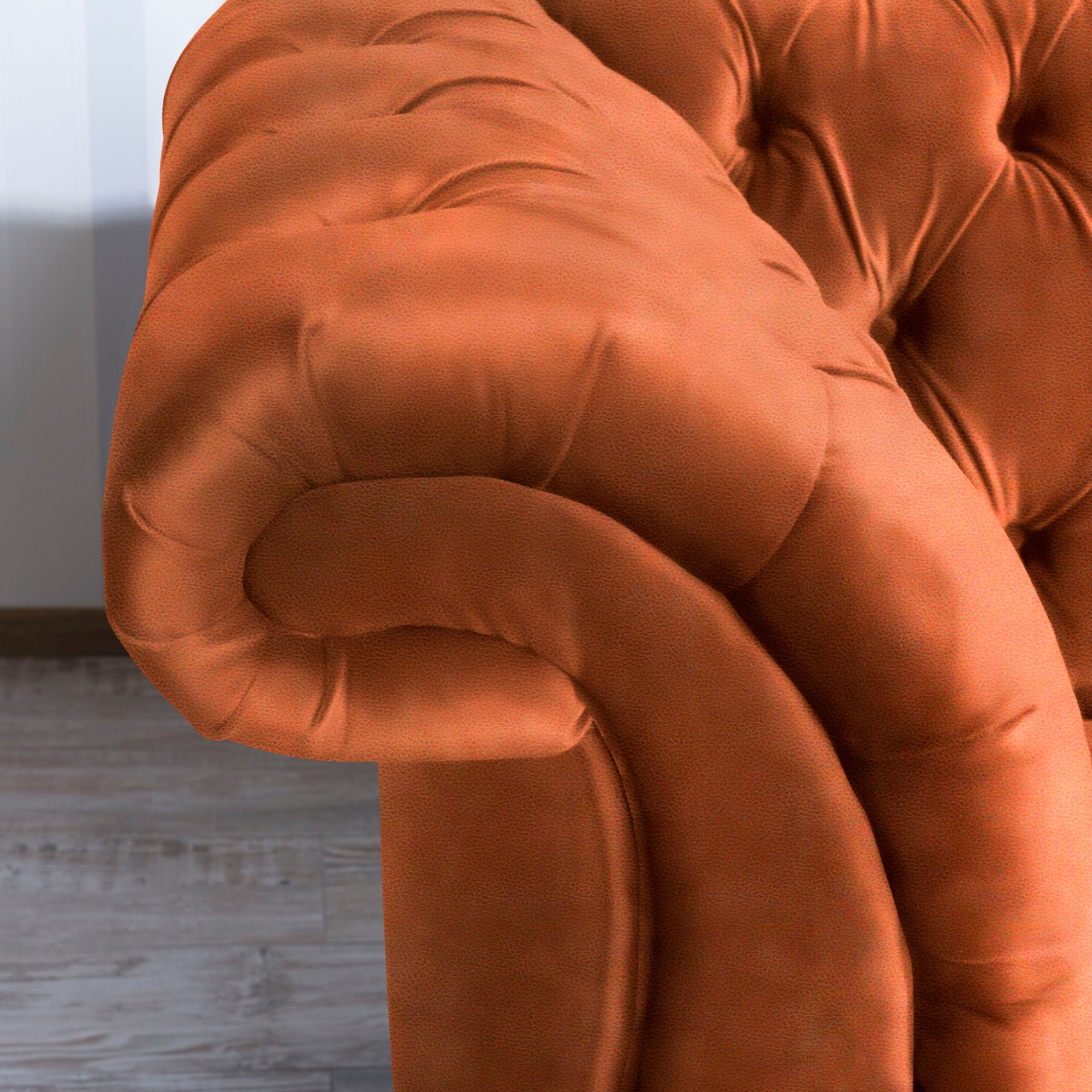 Max Winzer® Chesterfield-Sofa »Isabelle«, Knopfheftung & gedrechselten Füssen in Buche Nussbaum, Breite 200 cm