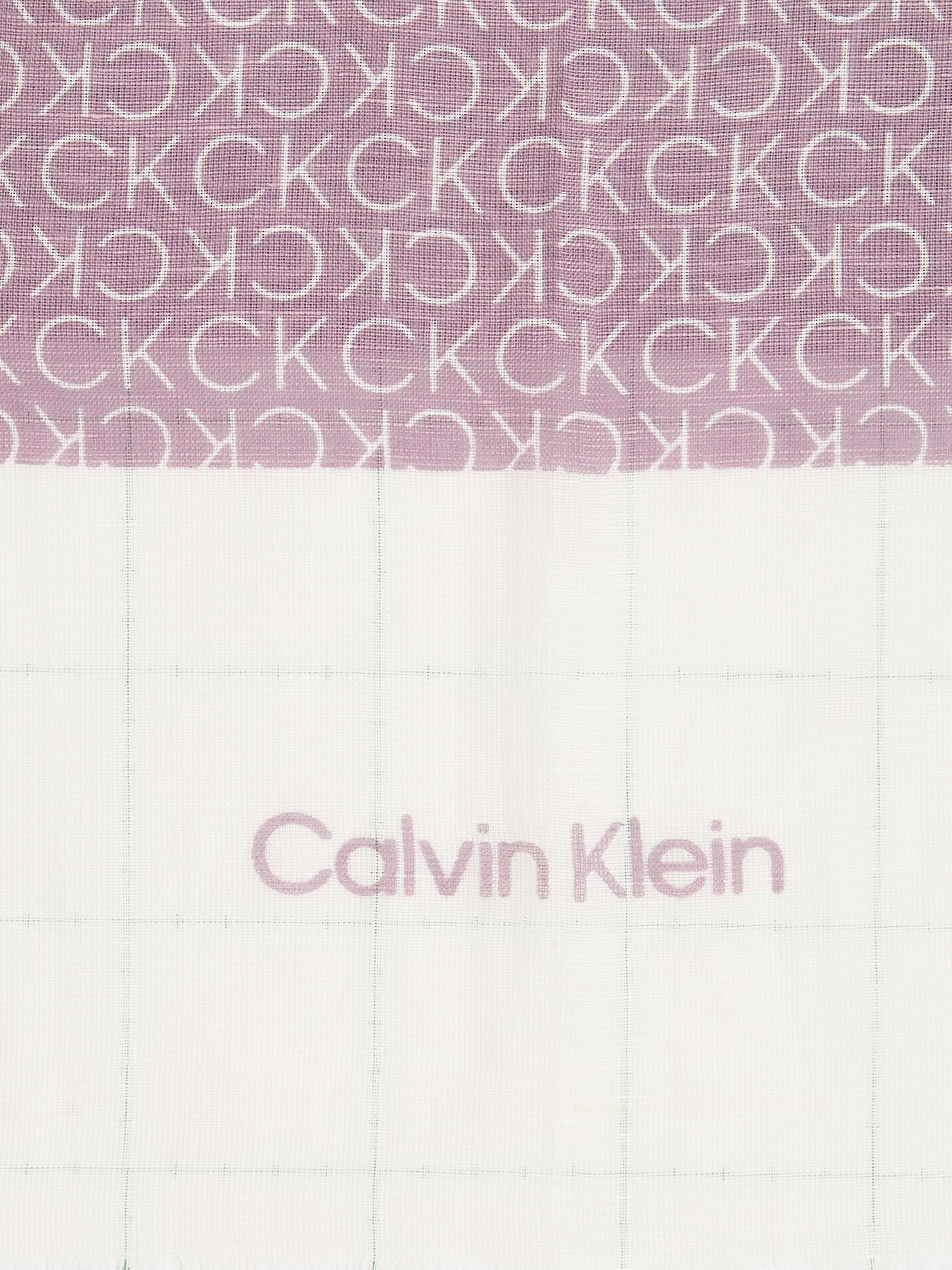 Calvin Klein Schal »GEO MINIMAL LOGO LINEN STOLE«, Logoprägung, ausgefranste Enden