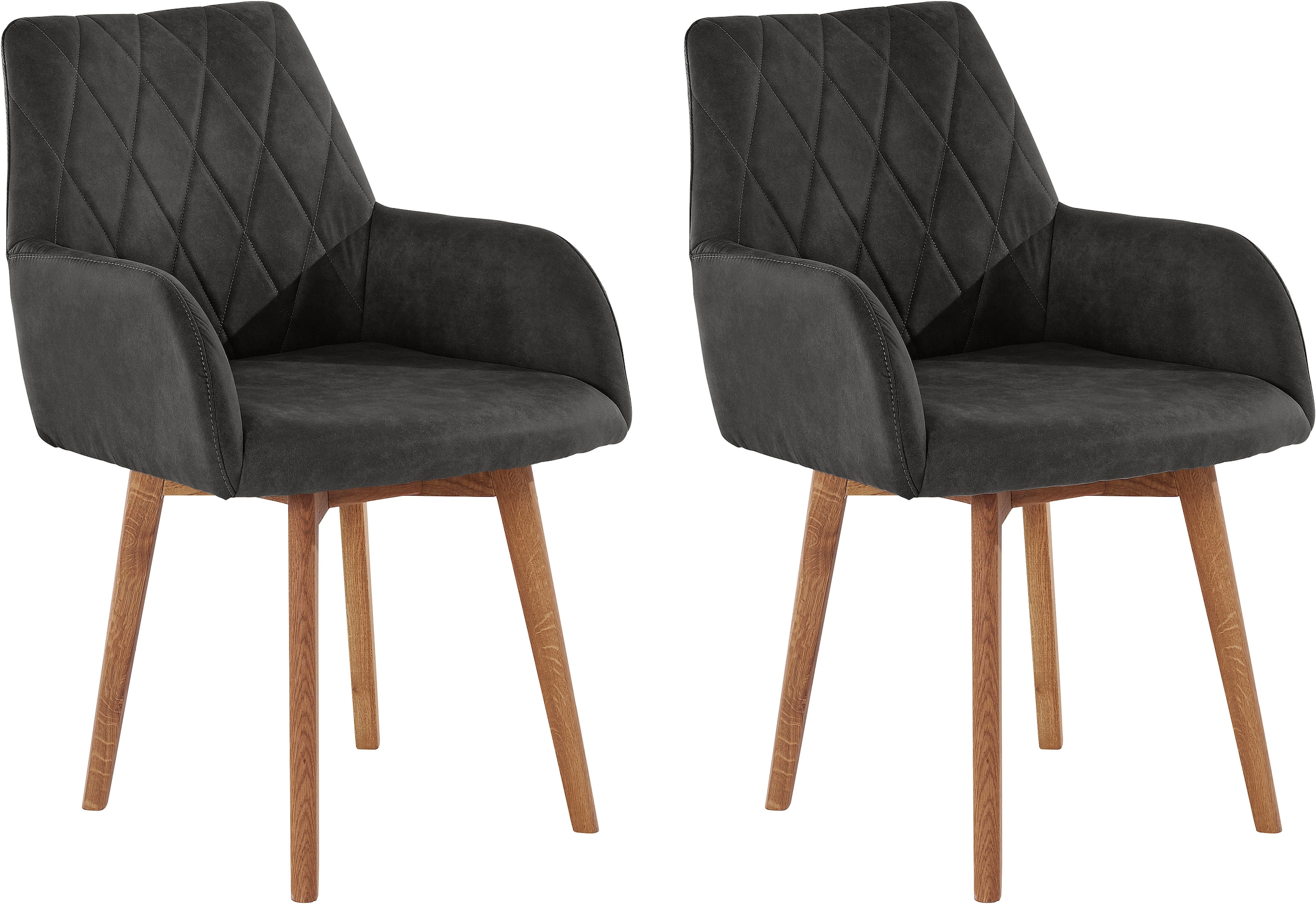 Home affaire Esszimmerstuhl »Brest« (Set) 2 Stk.Armlehnstuhl in Leder oder Microfaser, Gestell Eiche Massiv geölt