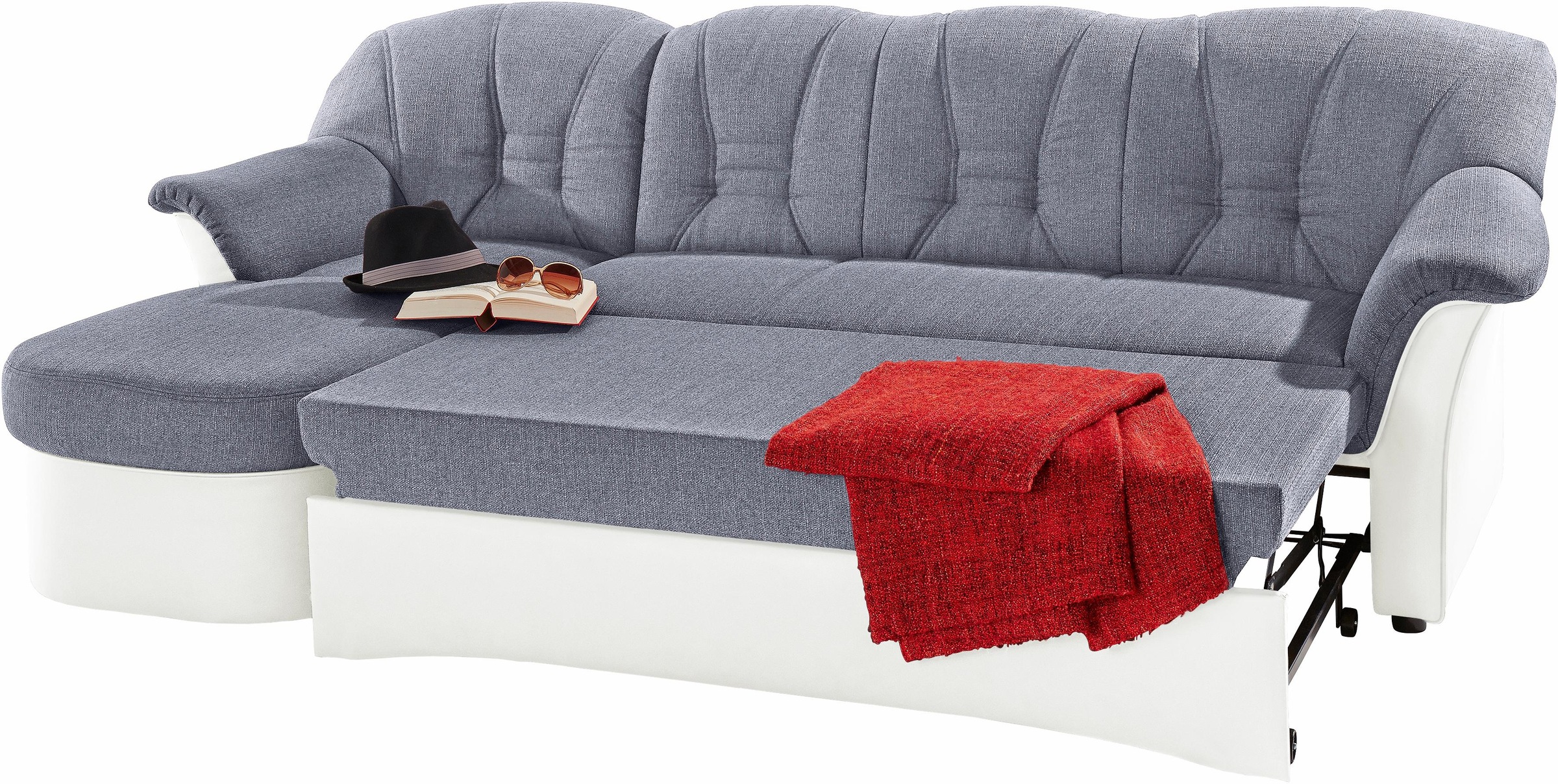 DOMO collection Ecksofa »Elva, zeitlose Formensprache, elegante Rückensteppung, L-Form«, wahlweise mit Bettfunktion und Federkern