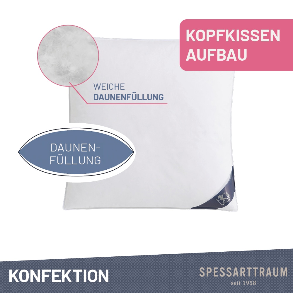 SPESSARTTRAUM Gänsedaunenkopfkissen »Premium, Kopfkissen 1-tlg. oder  2-tlg. 40x80 oder 80x80 cm« Füllung: 90Gaensedaunen10Gaensefedern Spar-Set, 1 Stk. tlg. hergestellt in Deutschland, allergikerfreundlich, im Set günstiger