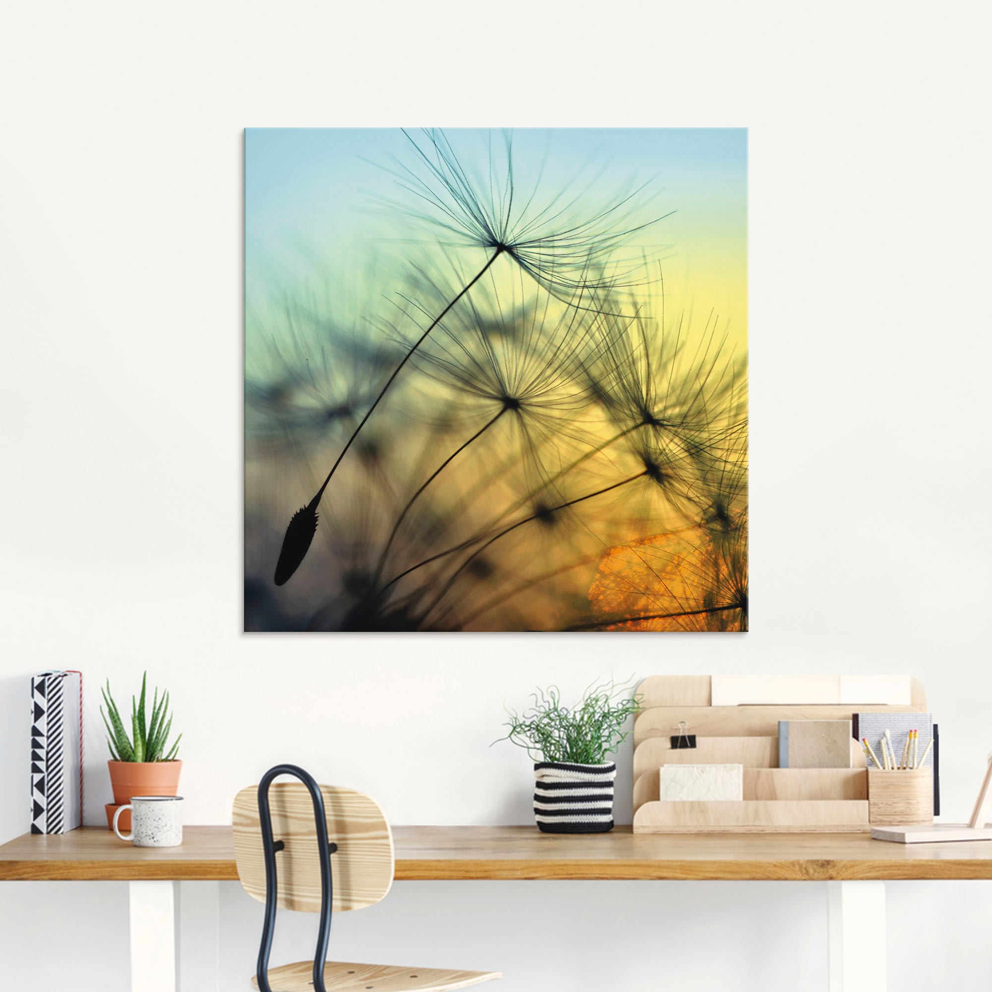 Artland Glasbild »Goldener Sonnenuntergang und Pusteblumen«, Blumen, (1 St.), in verschiedenen Grössen