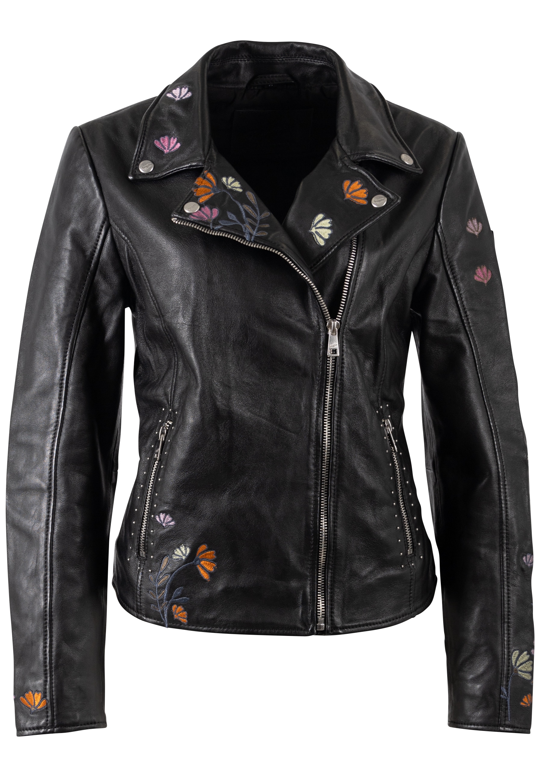 Mauritius Lederjacke »MWFloral« mit floralen Stickereien und Nietenbesatz