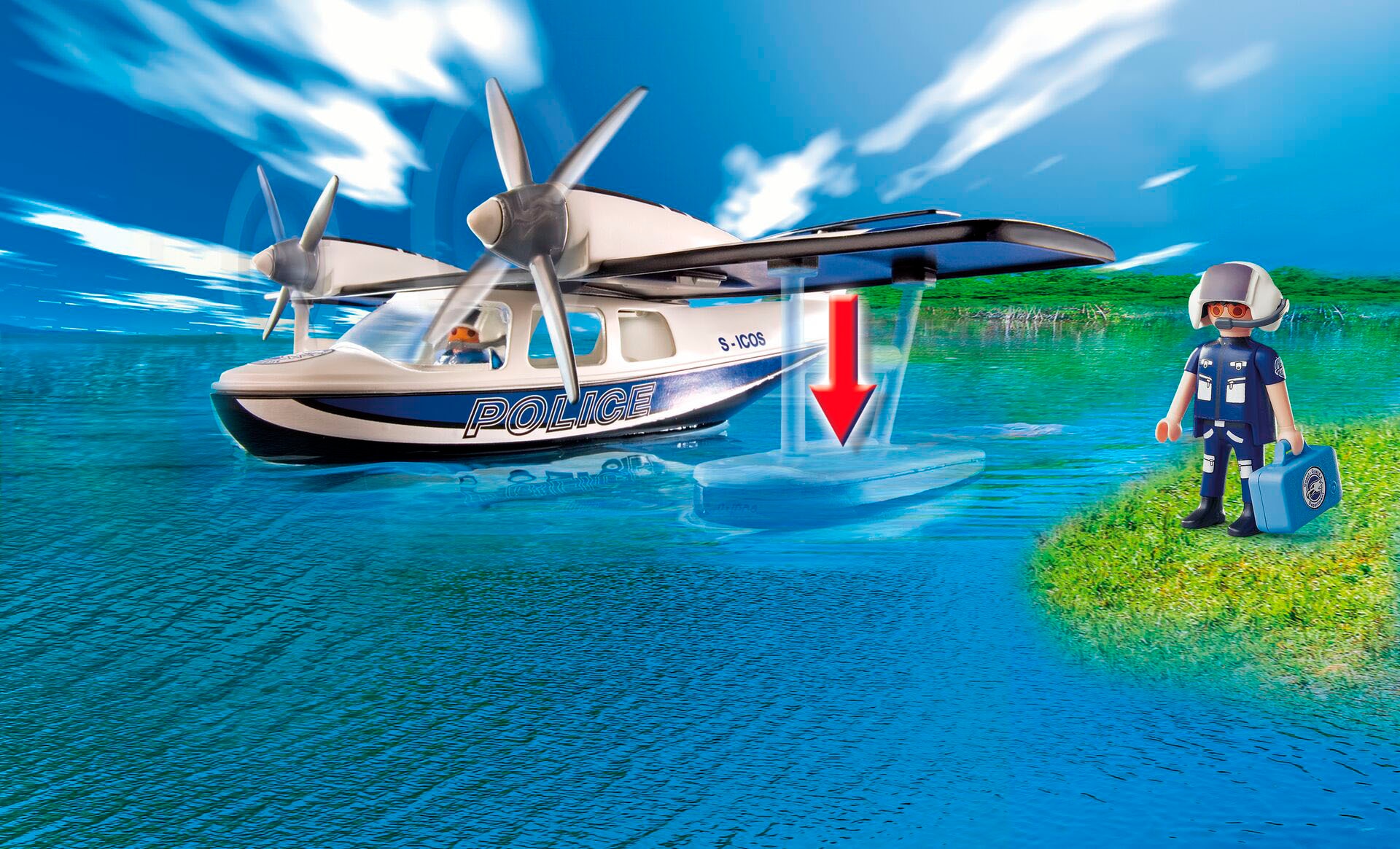 Playmobil® Konstruktions-Spielset »Polizei Wasserflugzeug (4445), Action Heroes« schwimmfähig; Made in Germany