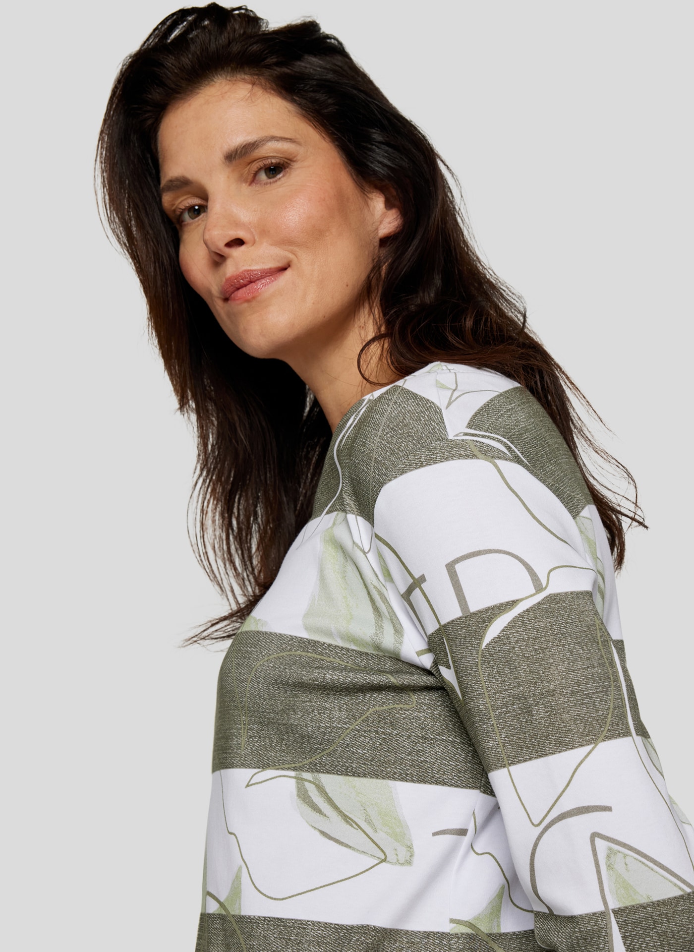 Rabe 3/4-Arm-Shirt, mit Blockstreifen und grafischem Print