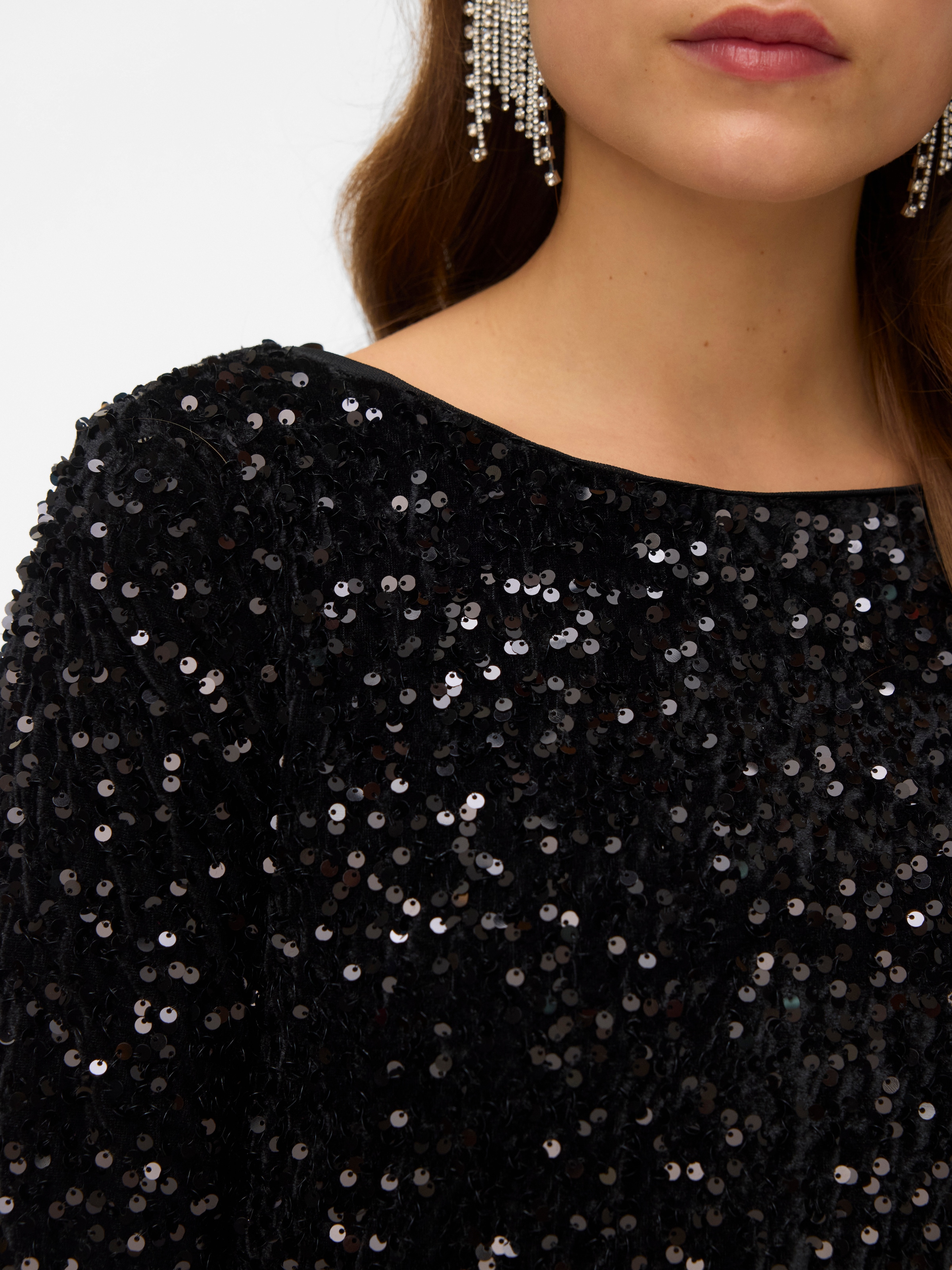 Vero Moda Robe midi »VMBELLA LS SHORT SQ DRESS JRS GA« Partykleid, festlich, mit Pailletten