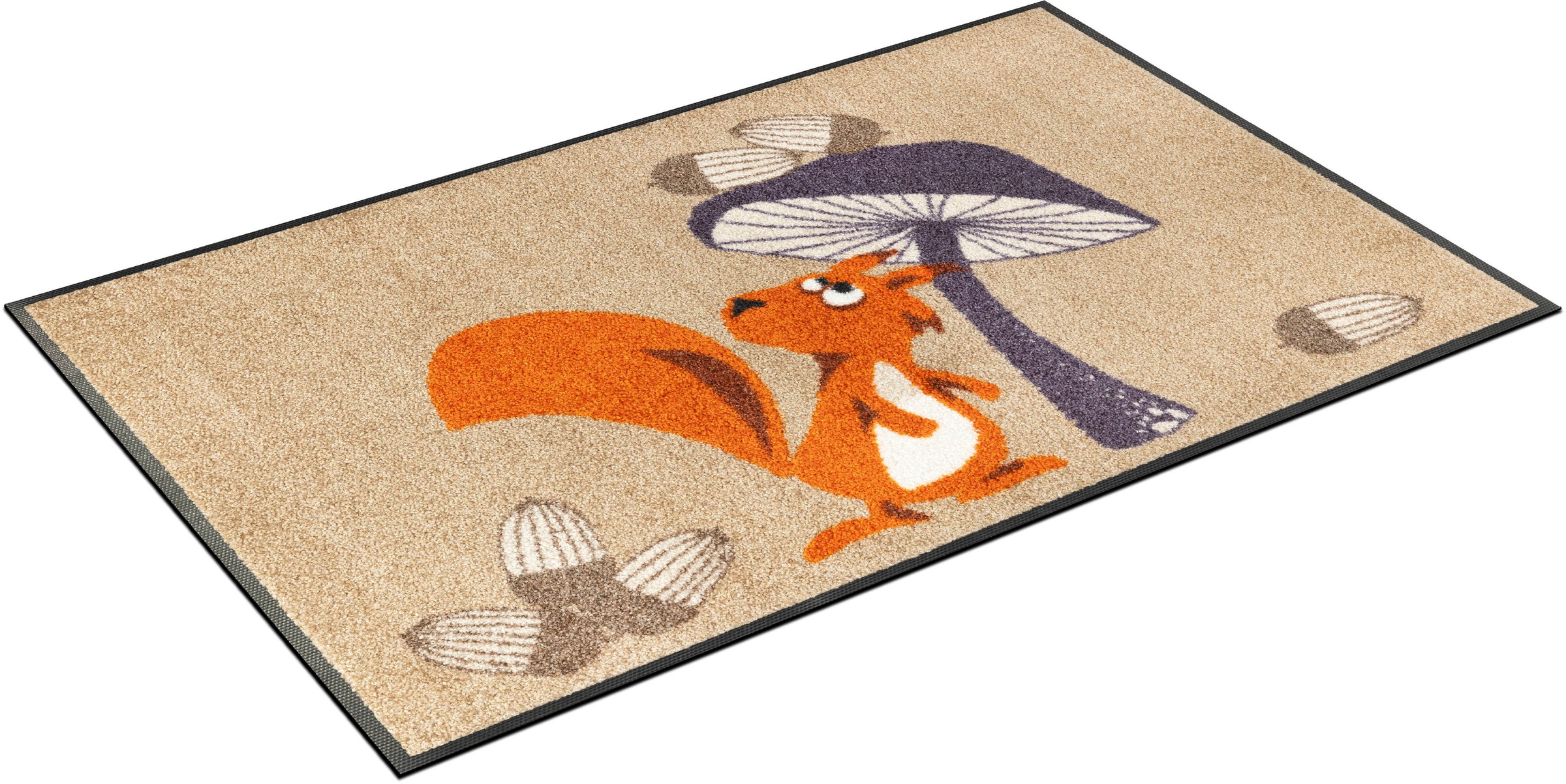 Image of wash+dry by Kleen-Tex Fussmatte »Eichhörnchen Odette«, rechteckig, 7 mm Höhe, Schmutzfangmatte, Herbst Motiv Eichhörnchen, rutschhemmend, In- und Outdoor geeignet, waschbar bei Ackermann Versand Schweiz
