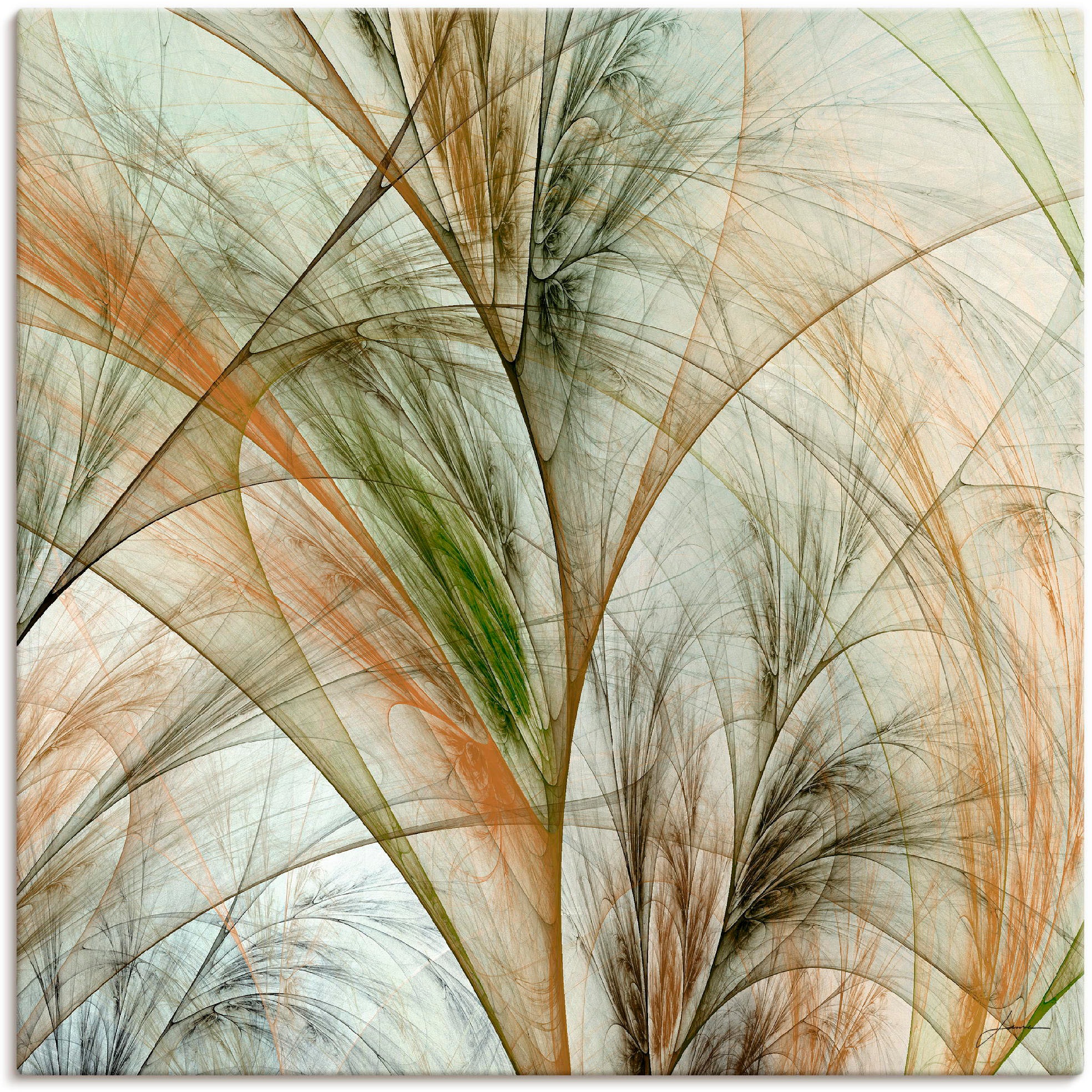 Image of Artland Leinwandbild "Fraktales Gras IV" Gräser 1 Stk. tlg. auf Holzrahmen gespannt