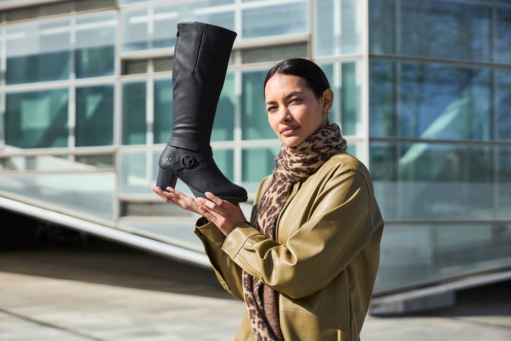 Rieker Stiefel  Langschaftstiefel, Blockabsatz,mit Reissverschluss hinten-schmale Form