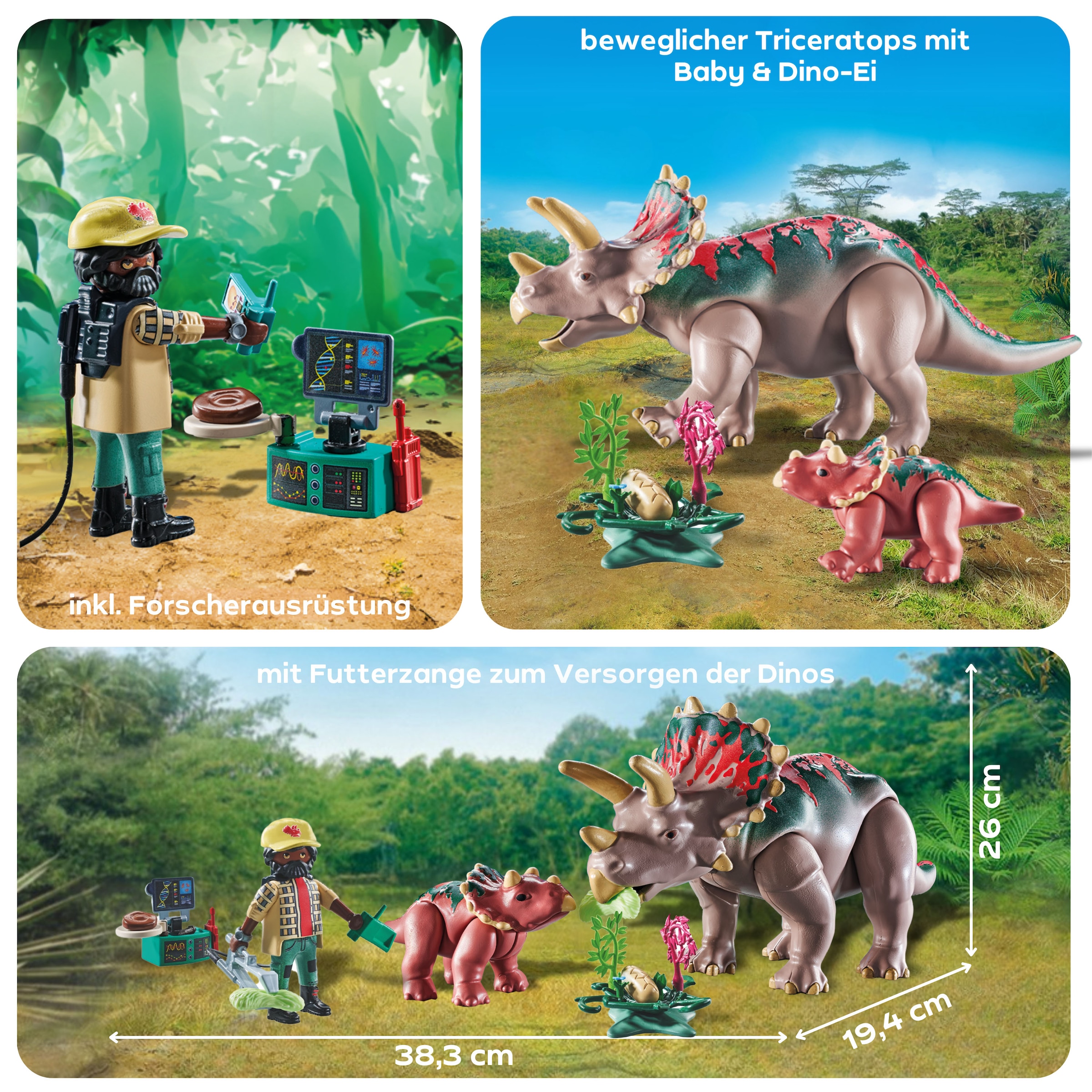 Playmobil® Konstruktions-Spielset »Triceratops mit Jungtier (71821), Playmobil Dinos«