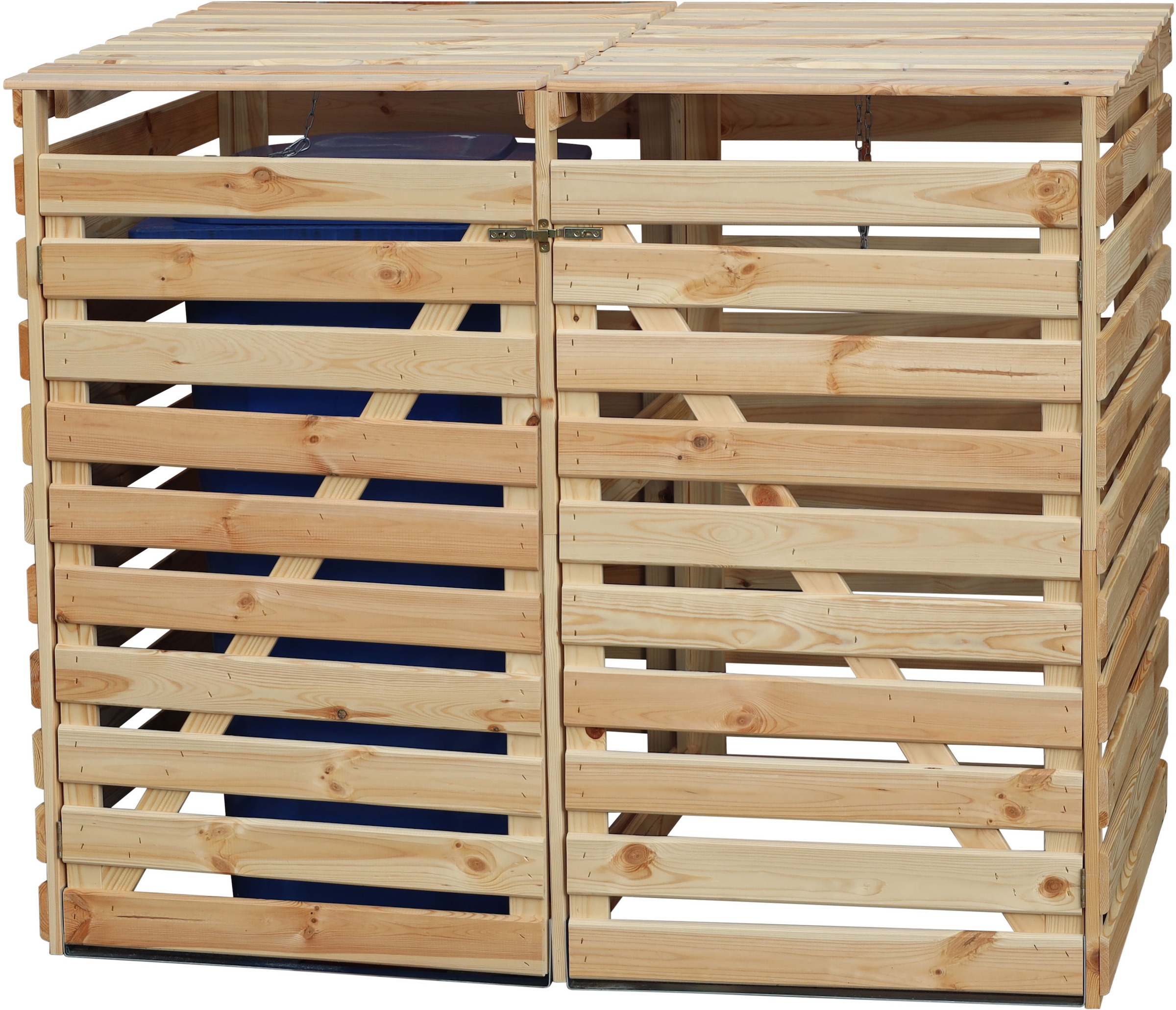 Image of promadino Mülltonnenbox "Vario V" für 2 x 240 l, holzfarben