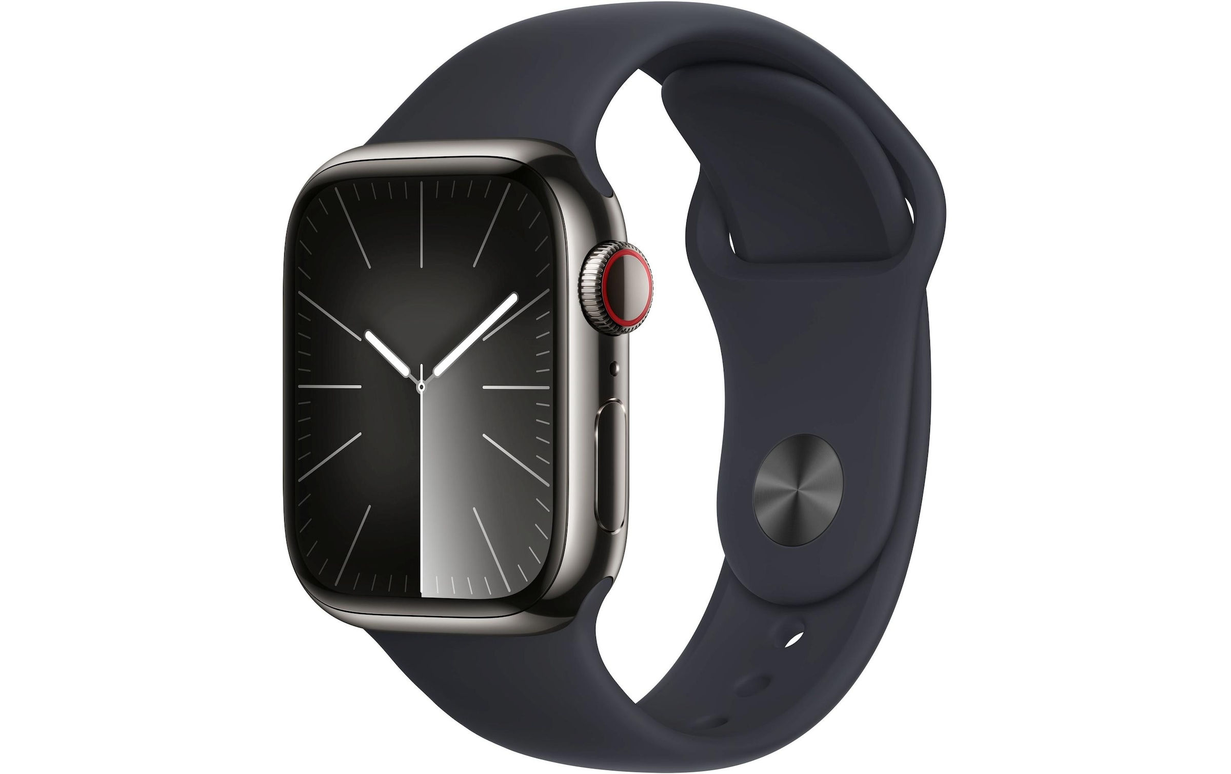 Apple Smartwatch »Series 9, GPS + Cellular, Edelstahl-Gehäuse mit Sportarmband«, (Watch OS 10)