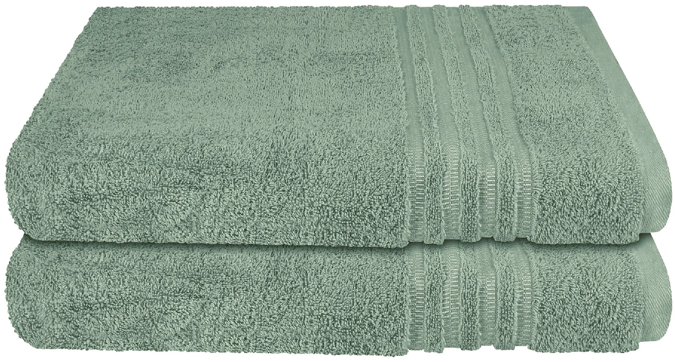 Schiesser Duschtücher »Milano aus 100% Baumwolle mit eleganter Bordüre in Hoch-Tief-Optik«, (Set, 2 St., 2er Set Badetücher 70 x 140 cm), Made in Green