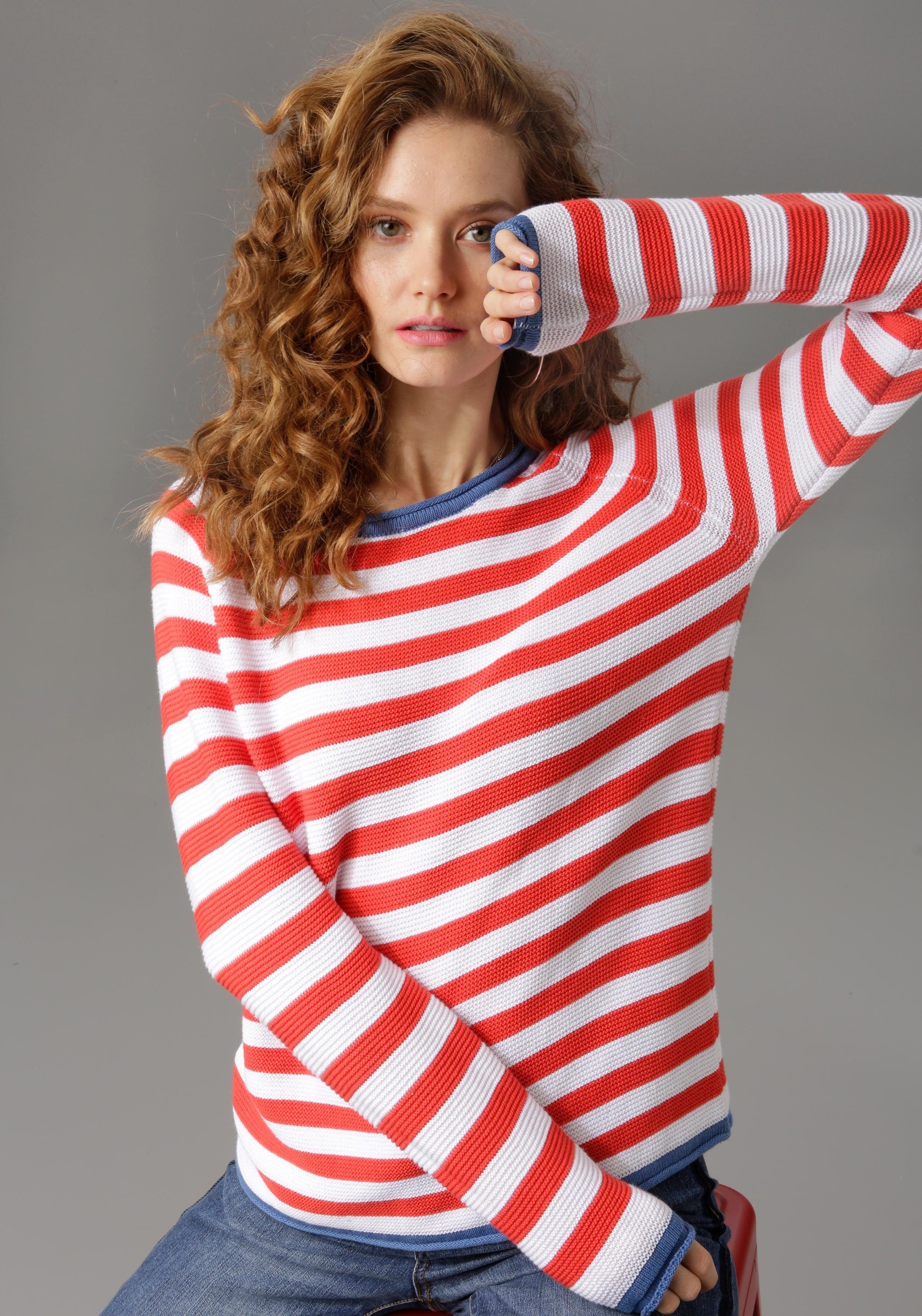 Image of Aniston CASUAL Rundhalspullover, im Streifendessin bei Ackermann Versand Schweiz