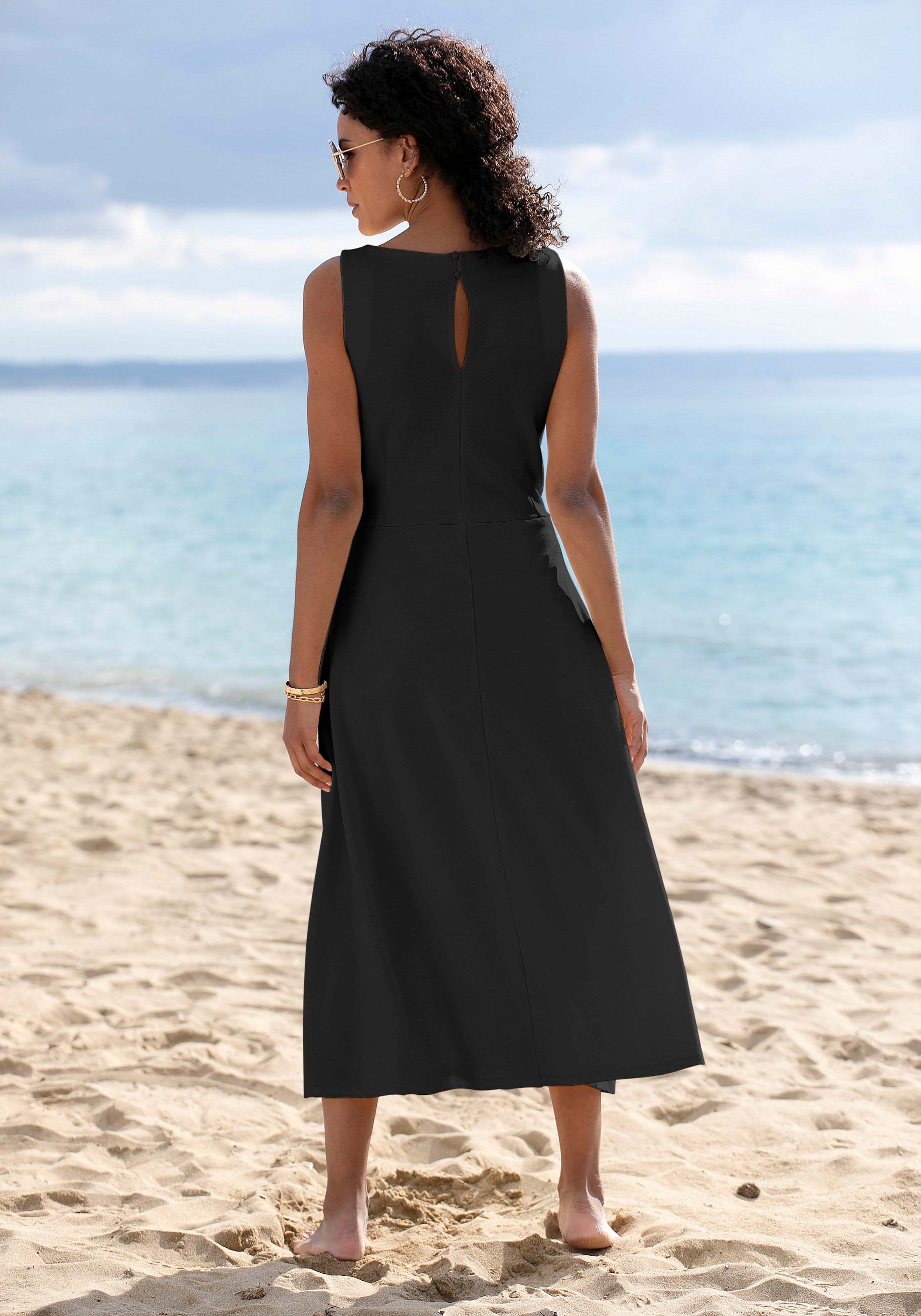Beachtime Midikleid, elegantes Jerseykleid, Basic, A-Linien-Kleid