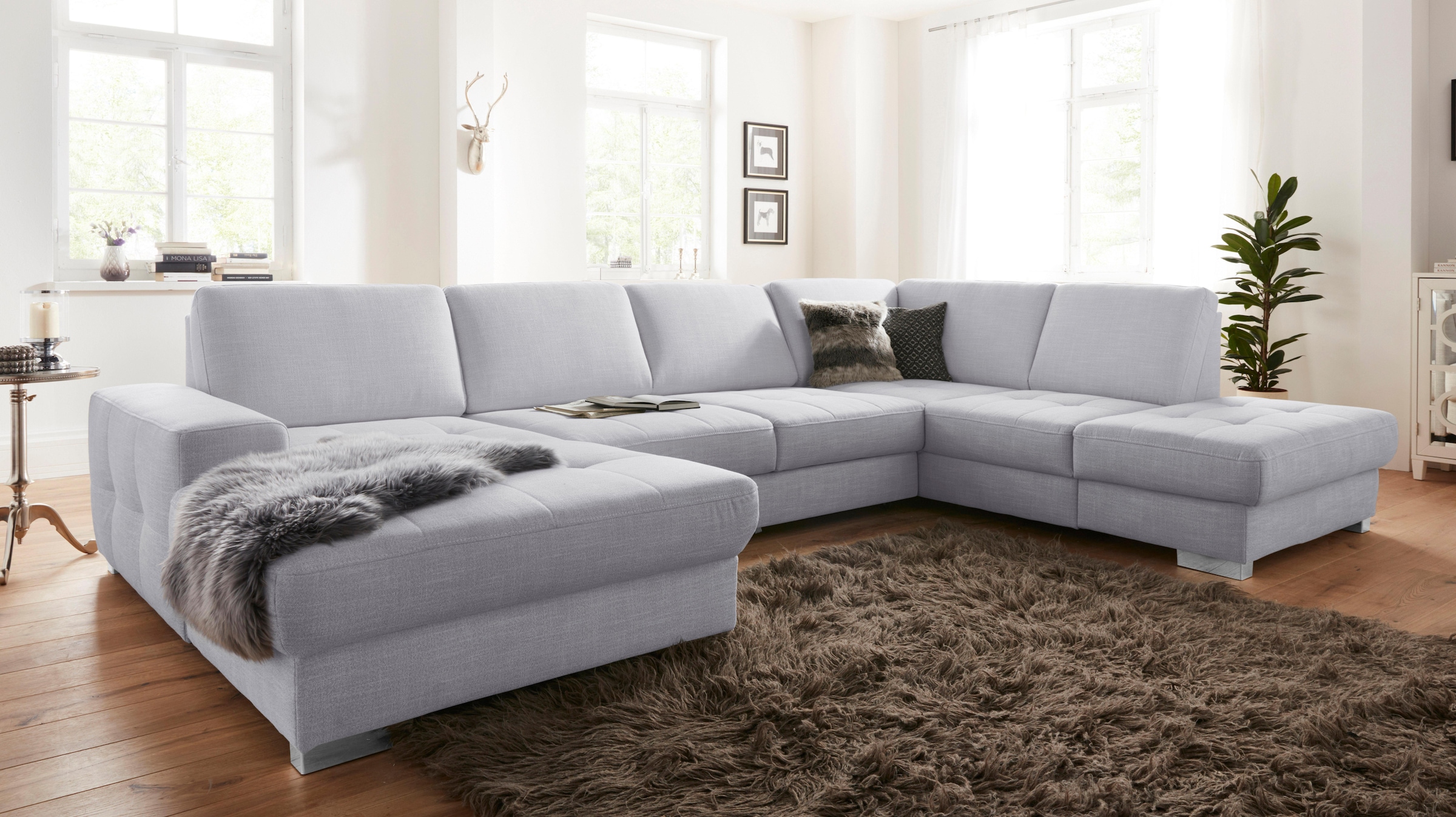 sit&more Wohnlandschaft »Santorini U-Form«, mit Federkern und Sitztiefenverstellung, wahlweise mit Bettfunktion