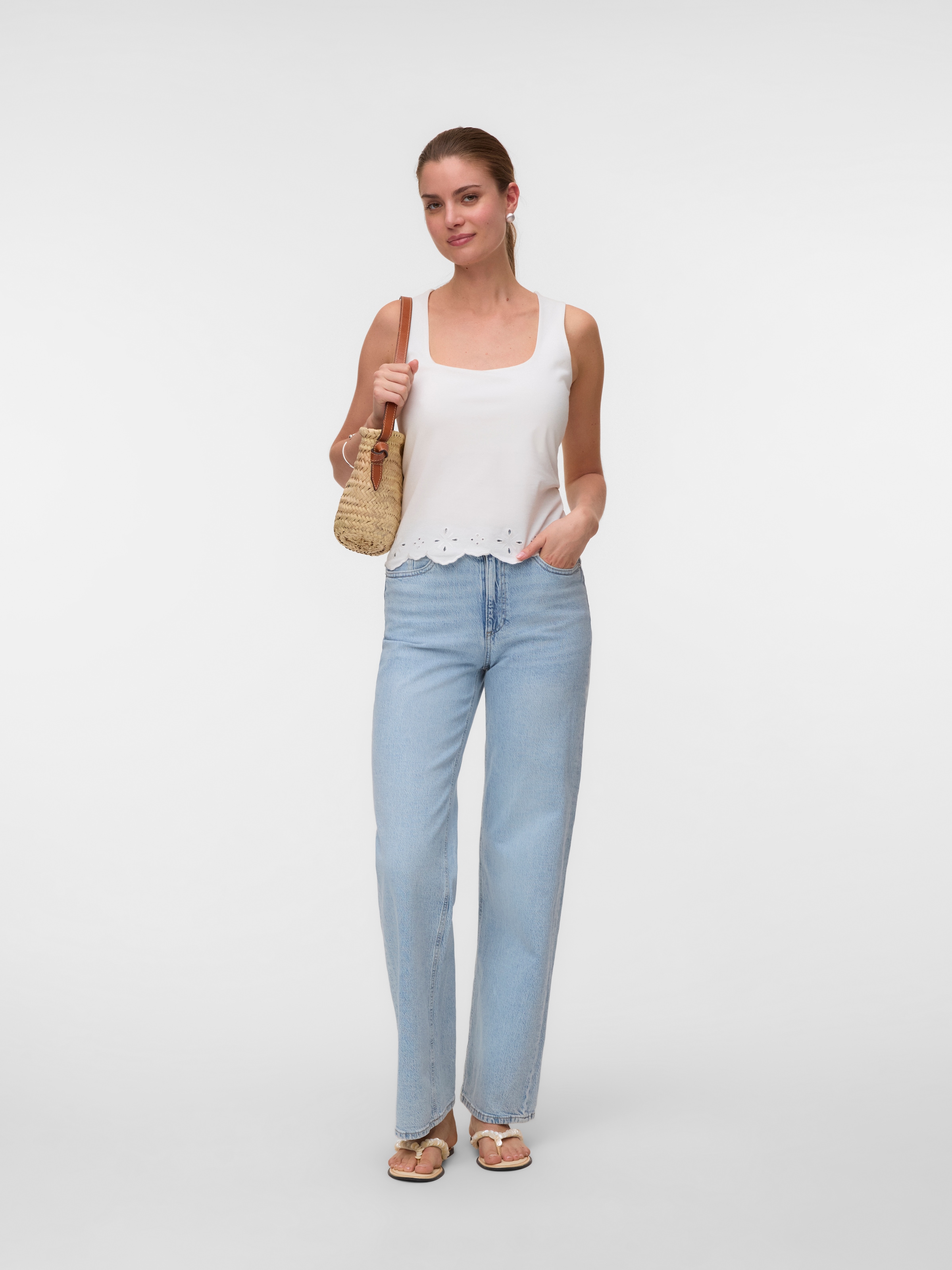 Vero Moda Top en dentelle »VMLOUISE SL SQUARE NECK TOP JRS« coton, coupe régulière