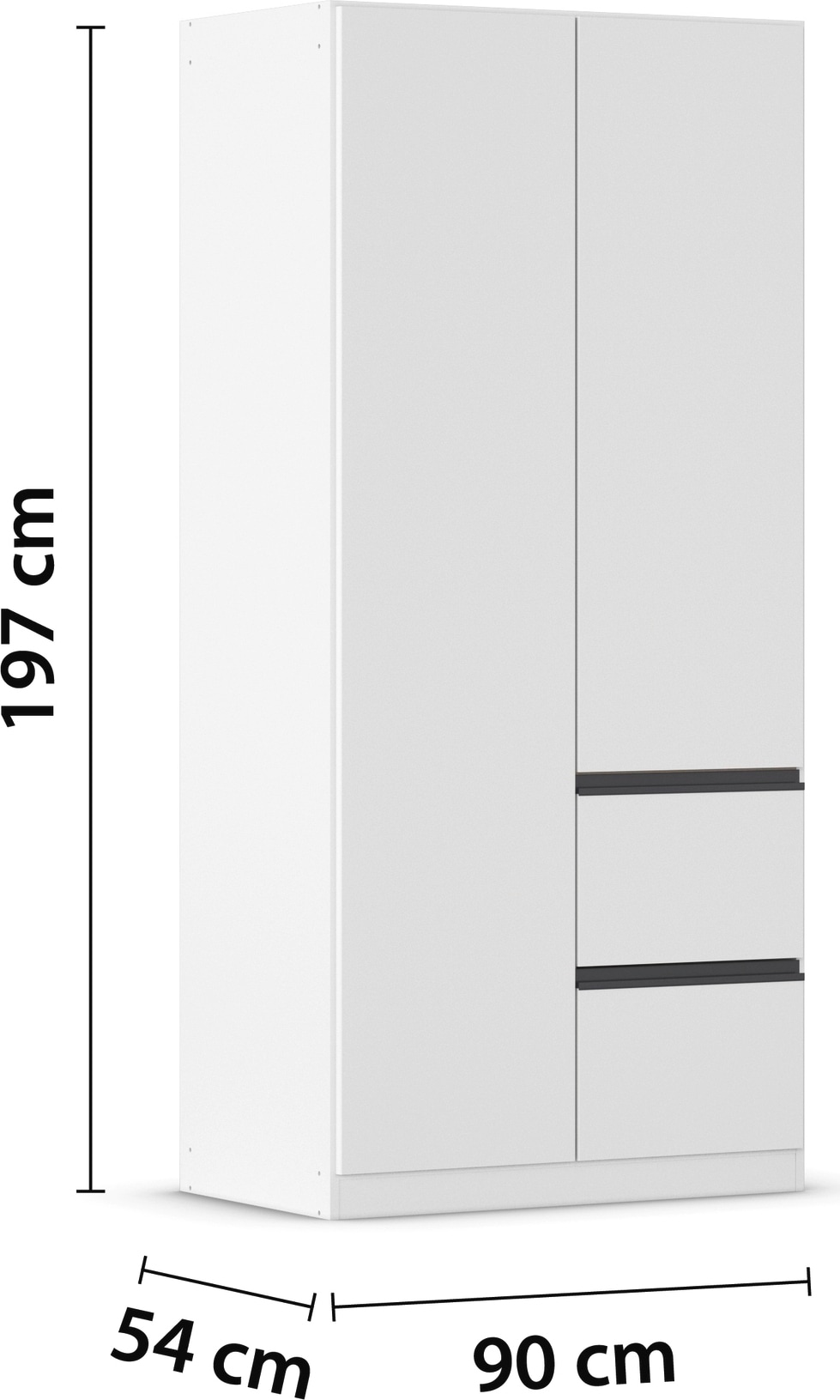 rauch Kleiderschrank »Drehtürenschrank Schrank Garderobe Wäscheschrank COSTA Breite 91 cm« in 3 Ausstattungen BASIC/CLASSIC/PREMIUM,  Breite 91 cm grifflose Front mit Push-to-Open Funktion MADE IN GERMANY