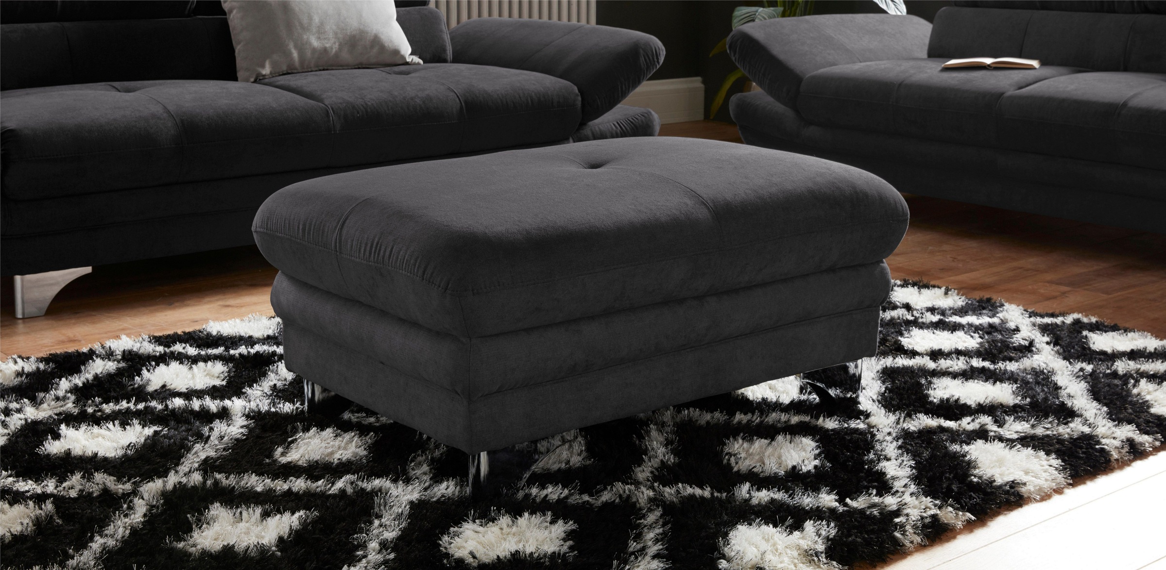 COTTA Polstergarnitur »Enterprise«, (Set), Set bestehend aus: 2-Sitzer mit Kopfteilverstellung & Hocker
