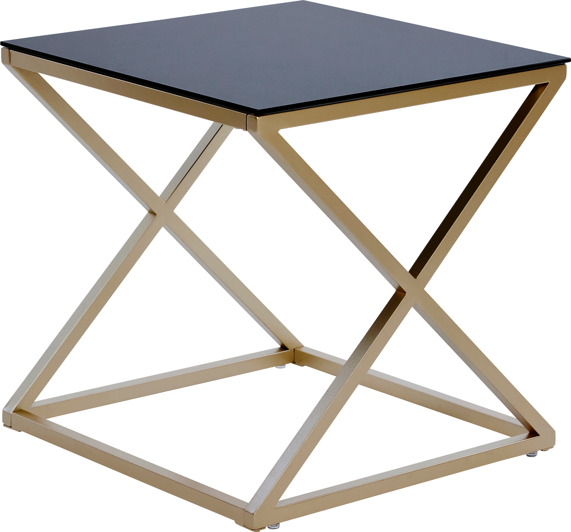 Image of Jahnke Beistelltisch "XTRA BY SIDE" 1 Stk. tlg. Nachttisch/Beistelltisch in Gold-Look, aus Sicherheitsglas gefertigt