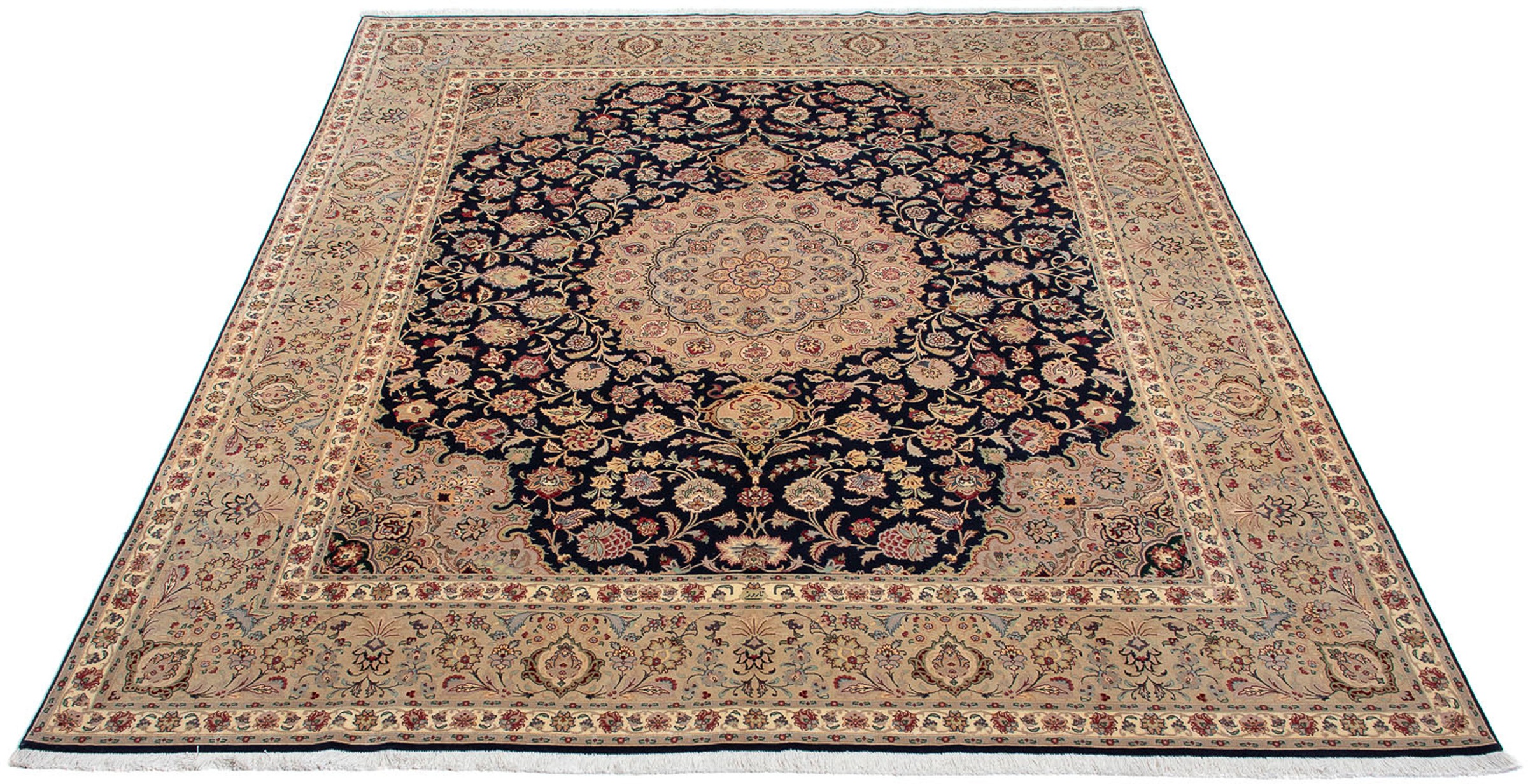 Image of morgenland Orientteppich »Perser - Täbriz - Royal - 338 x 300 cm - dunkelblau«, rechteckig, 7 mm Höhe, Wohnzimmer, Handgeknüpft, Einzelstück mit Zertifikat bei Ackermann Versand Schweiz