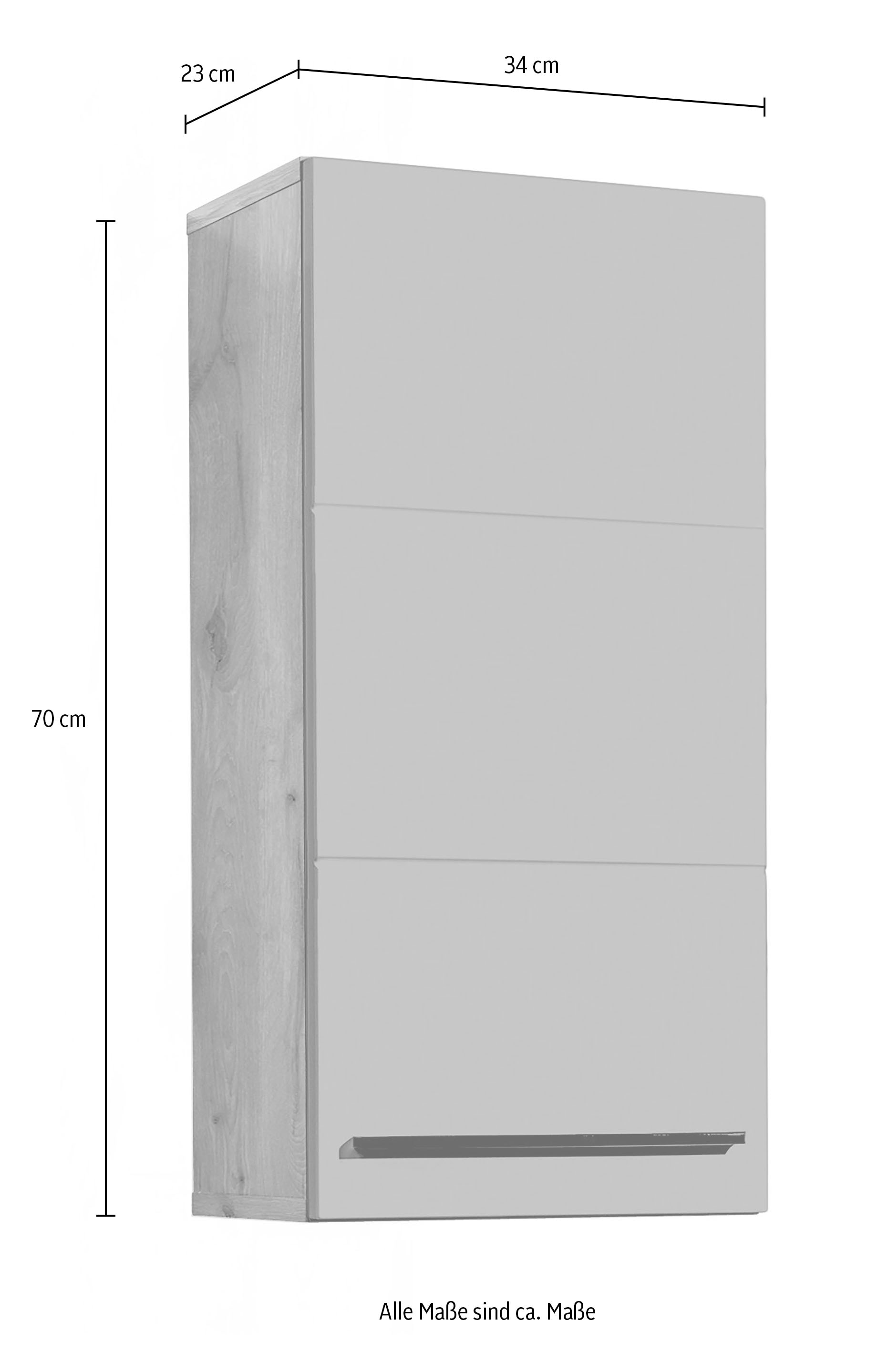 BASIC by Balculina Armoire suspendue »Rom BxHxT 34x70x23 cm« 1 cuis tlg. largeur 34cm, poignées en plastique, Made in Europa
