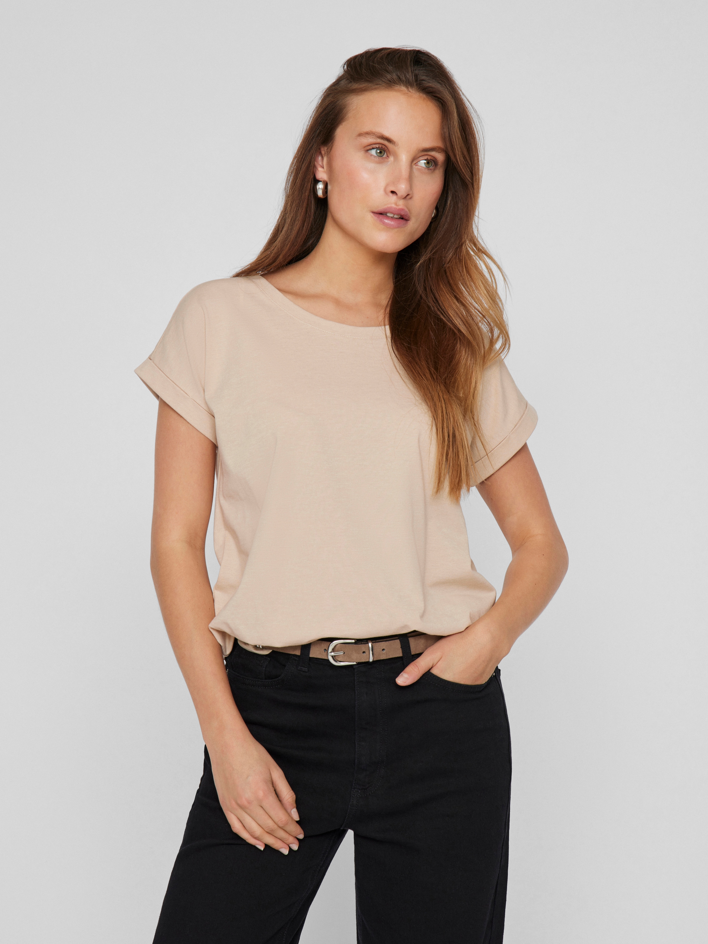 Image of Vila Rundhalsshirt "VIDREAMERS NEW PURE T-SHIRT/SU-NOOS" Baumwollmischung, regular fit