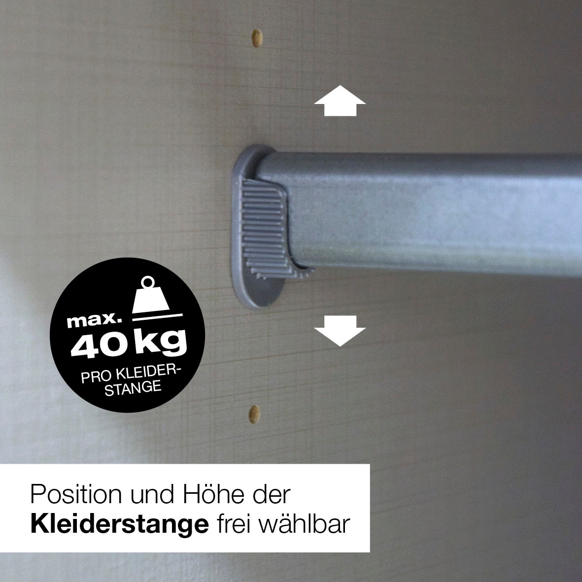 Wimex Armoire à portes battantes »Kleiderschrank London, in den Breiten 180cm, 225cm oder 270cm« avec différentes poignées en or, argent ou noir,  disponible au choix avec équipement Basic ou Premium