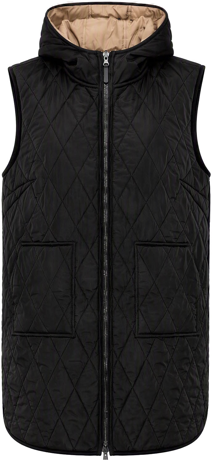 Polarino Gilet long »Grosse Grössen« veste réversible 2 en 1 matelassée avec capuche, bicolore