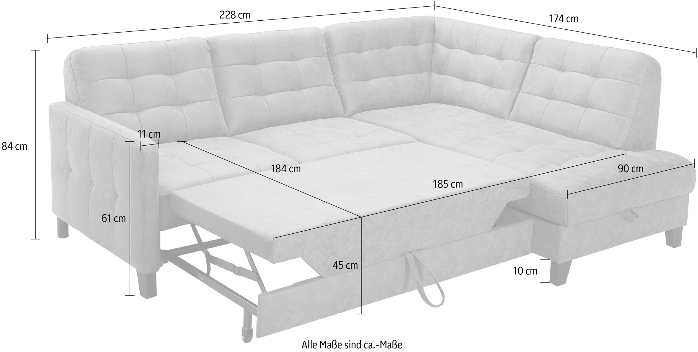 exxpo - sofa fashion Ecksofa »Elio, kompakt und komfortabel, bequem, zeitloses Design, L-Form«, wahlweise mit Bettfunktion und Bettkasten