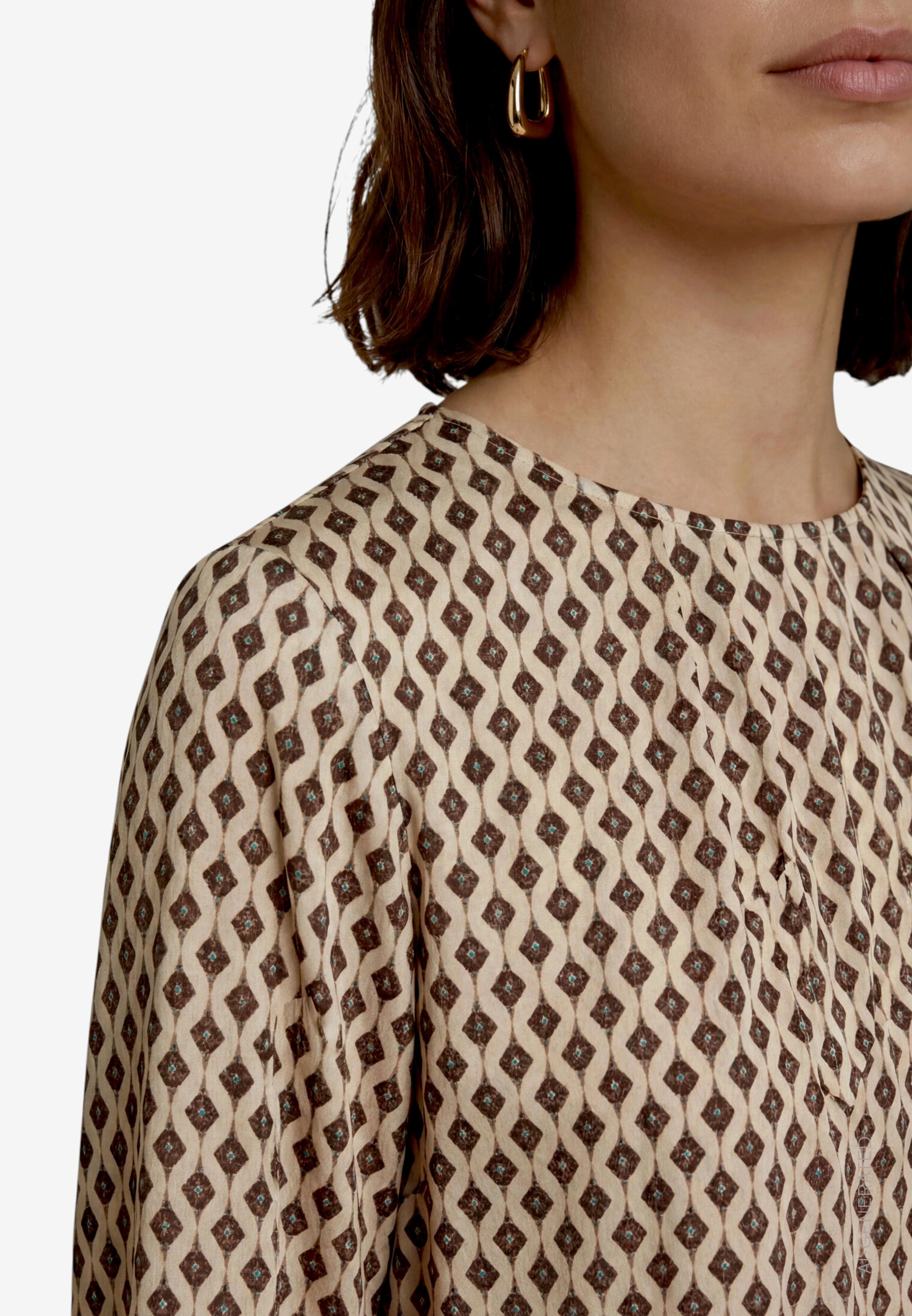 Zero Satinbluse Sommerbluse mit Rundhals und Minimal-Print