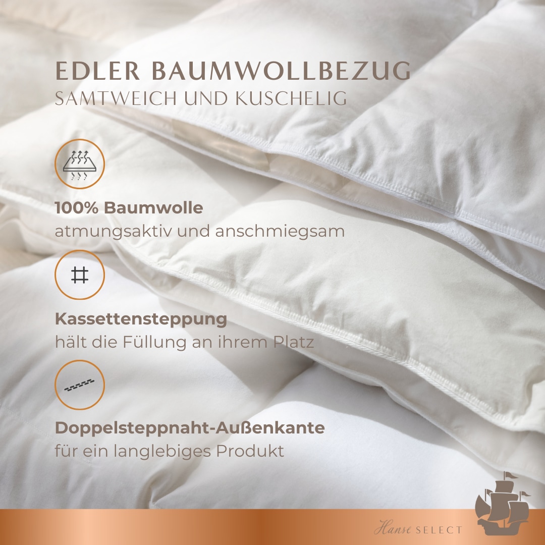 Hanse mit Kogge Couette microfibre »Hanse Select federfrei, Luxushotel, Ganzjahresdecke, Made in Germany« normal Füllung 100% hochwertige 6D-Hohlfaser 1 cuis tlg. couette de haute qualité 135x200 cm, 155x220 cm & autres tailles