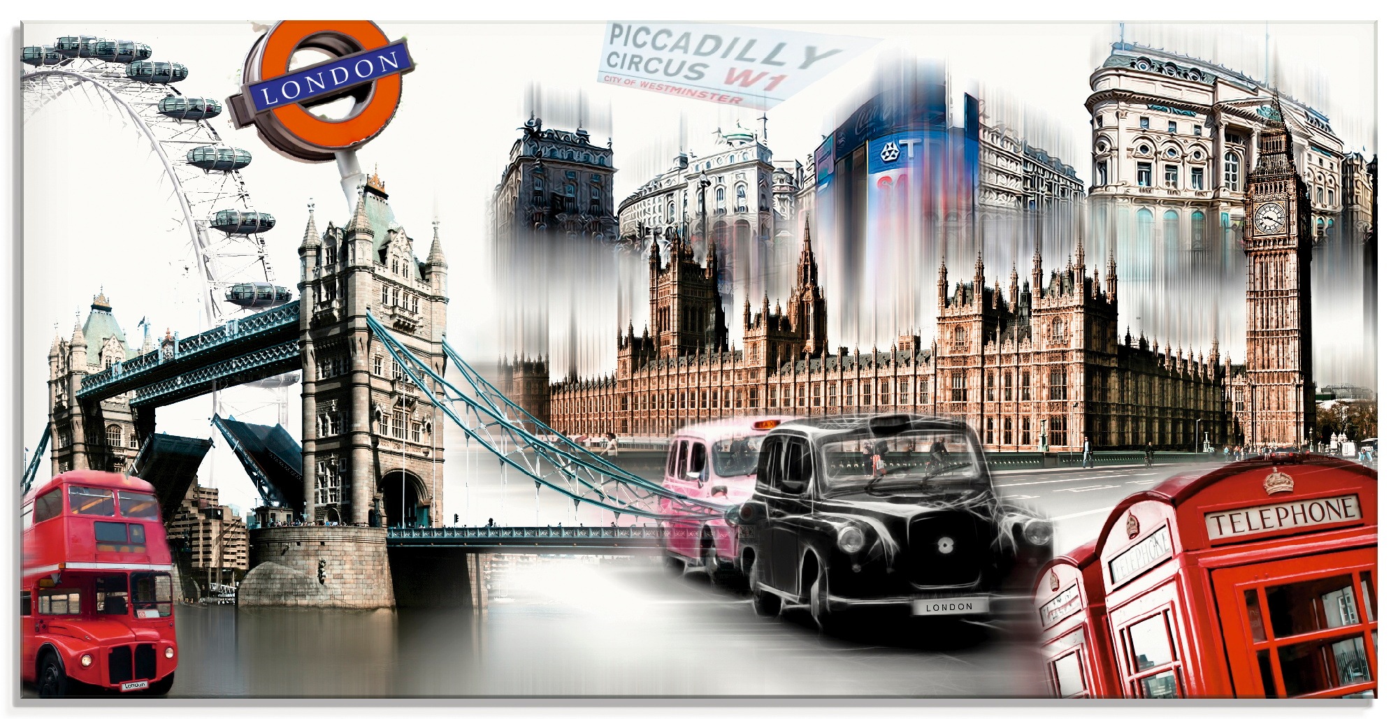 Image of Artland Glasbild »London Skyline Abstrakte Collage«, Grossbritannien, (1 St.) bei Ackermann Versand Schweiz