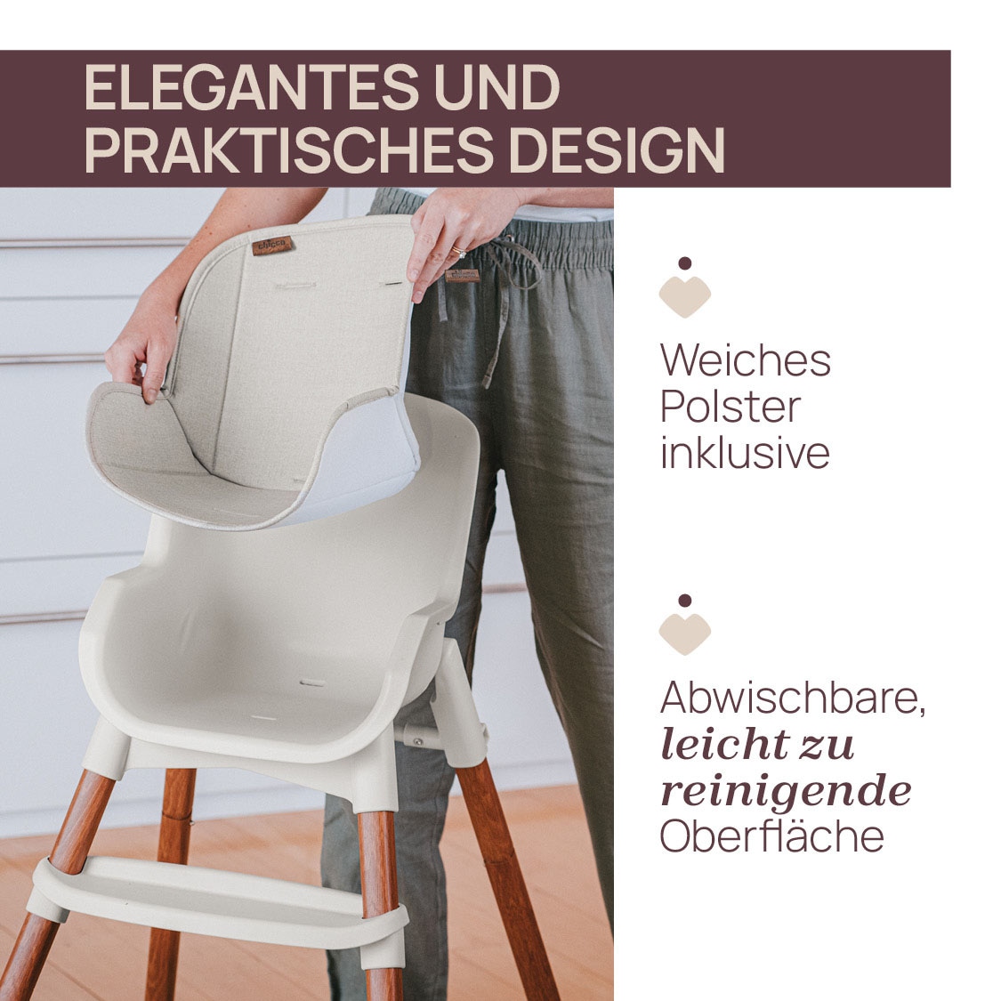 Chicco Hochstuhl »Zest Plus Wooden Grey« () mit abnehmbarem Tablett