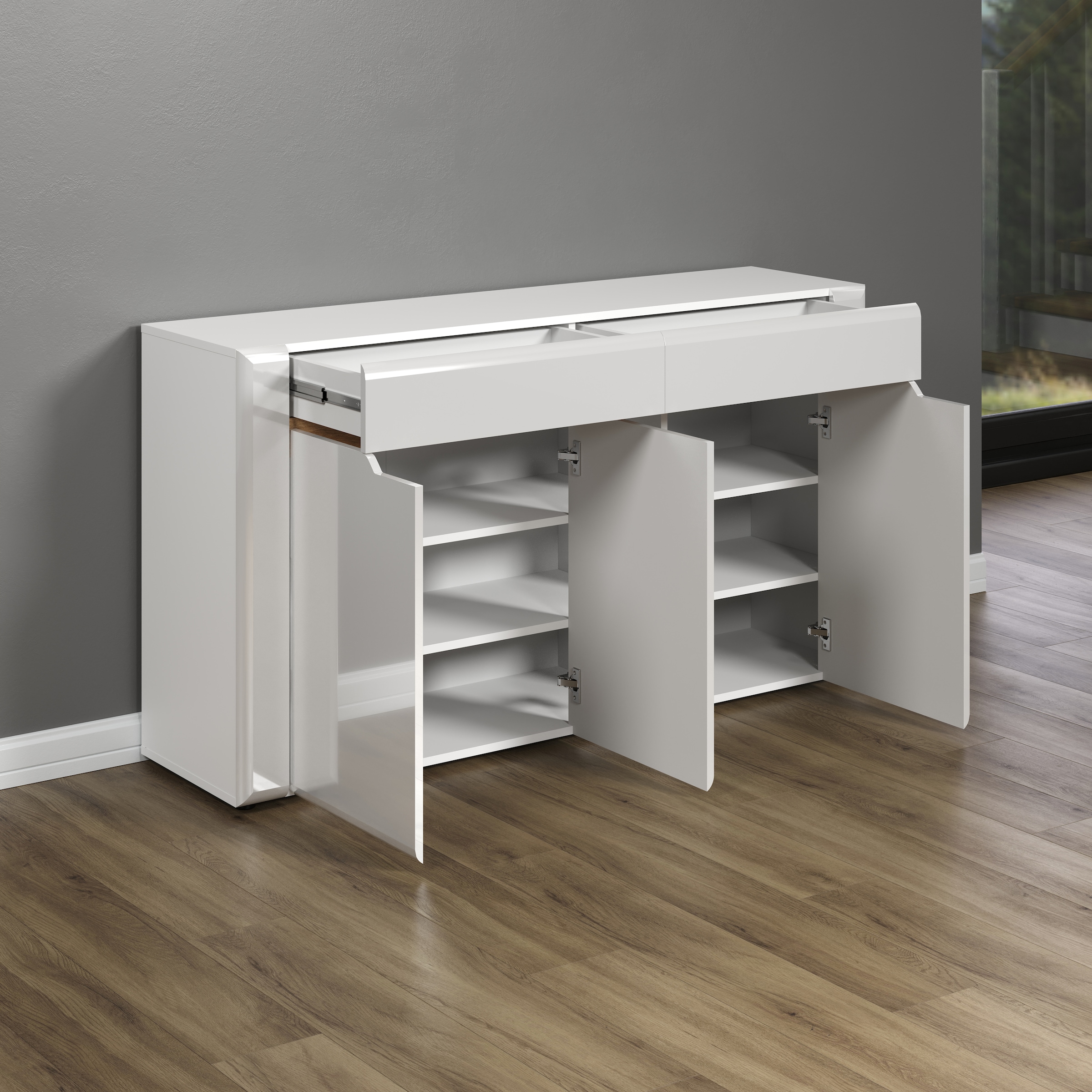 INOSIGN Sideboard »Graz«, (Packung, 1 St.), Masse aufgebaut (B/T/H in cm): 150/39/84 - Hochglanz Front
