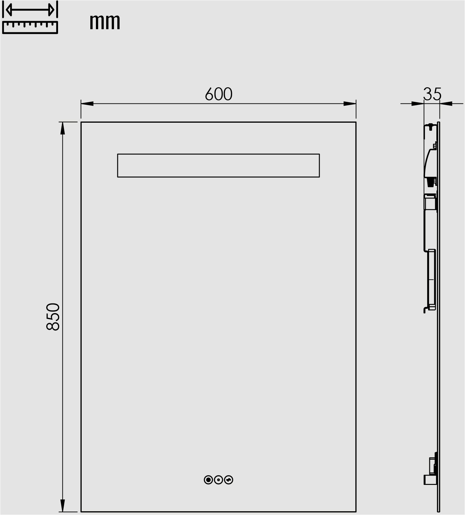 Loevschall Badspiegel »Lökken Quadratisch, Badzimmerspiegel mit LED Beleuchtung, Lichtspiegel«, Touchpanel für Lichtsteuerung, Verstellbarer Spiegel, Dänisches Design