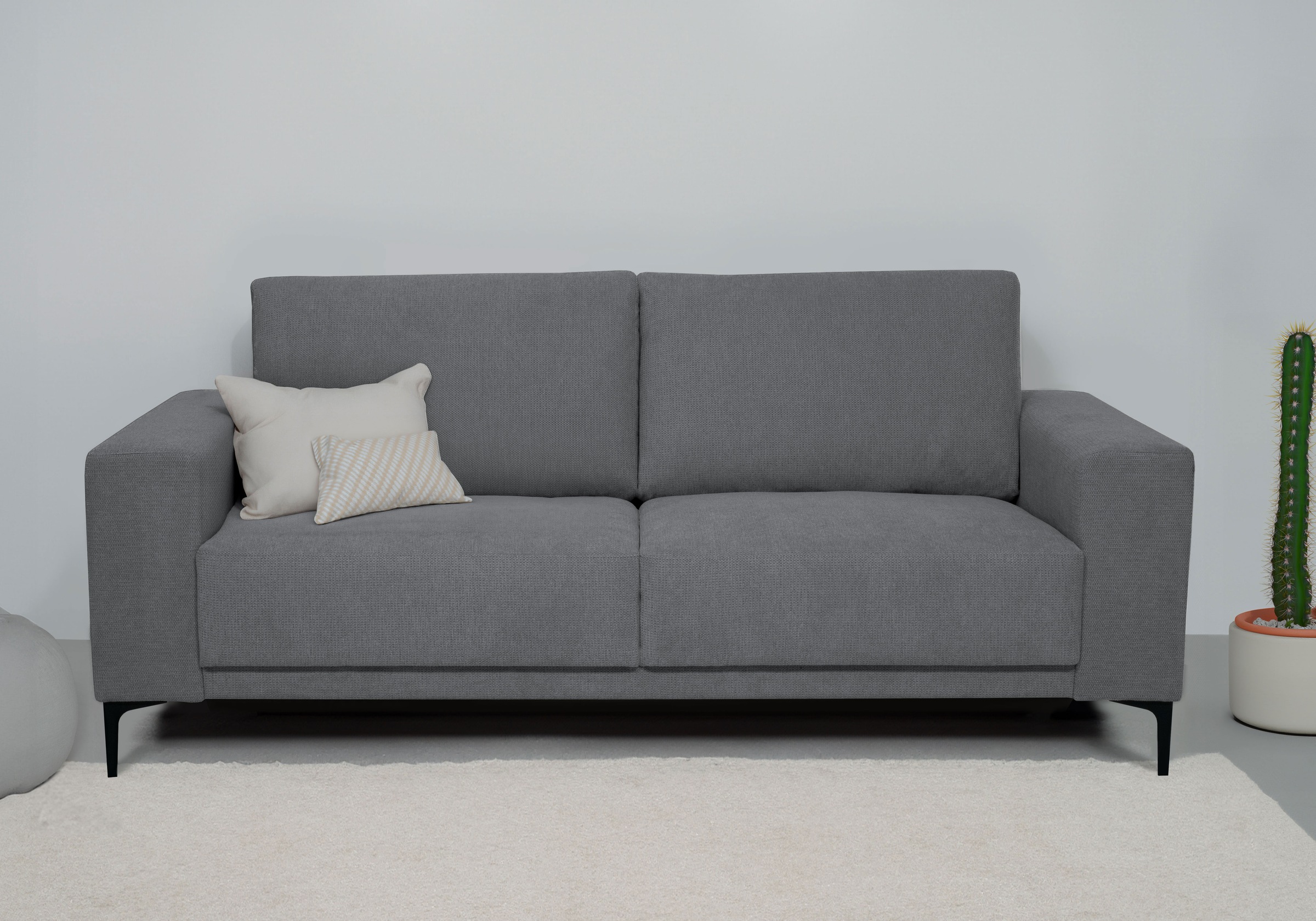 Places of Style 2-Sitzer »Xander«, Breite 164 cm, Webstoff, Soft-Touch Chenille, schwarze Metallfüsse