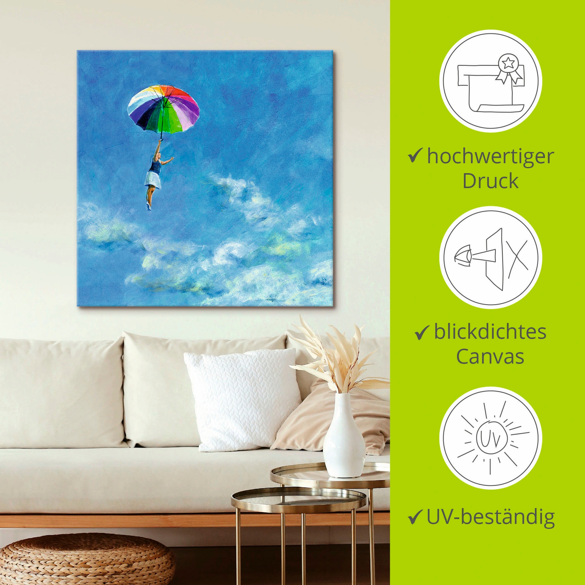 Artland Tableau sur toile »Das Leben leben« Femme 1 cuis tlg. tendu sur cadre en bois