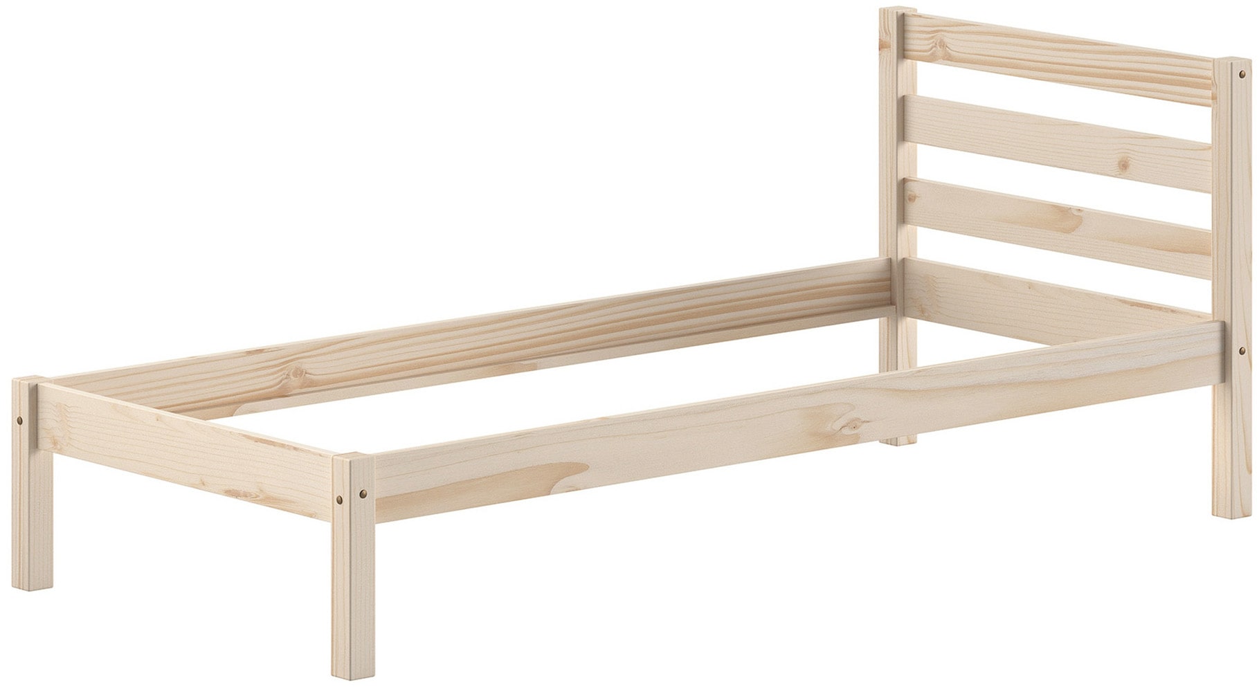 Vipack Lit en bois massif »Pino, universell einsetzbar, gradliniges Design, Made in Europe« L : 211 x H : 84,4 x P : 97,5 cm, surface de couchage 90/200 cm, construction solide,  pin massif, disponible en naturel ou laqué blanc au choix