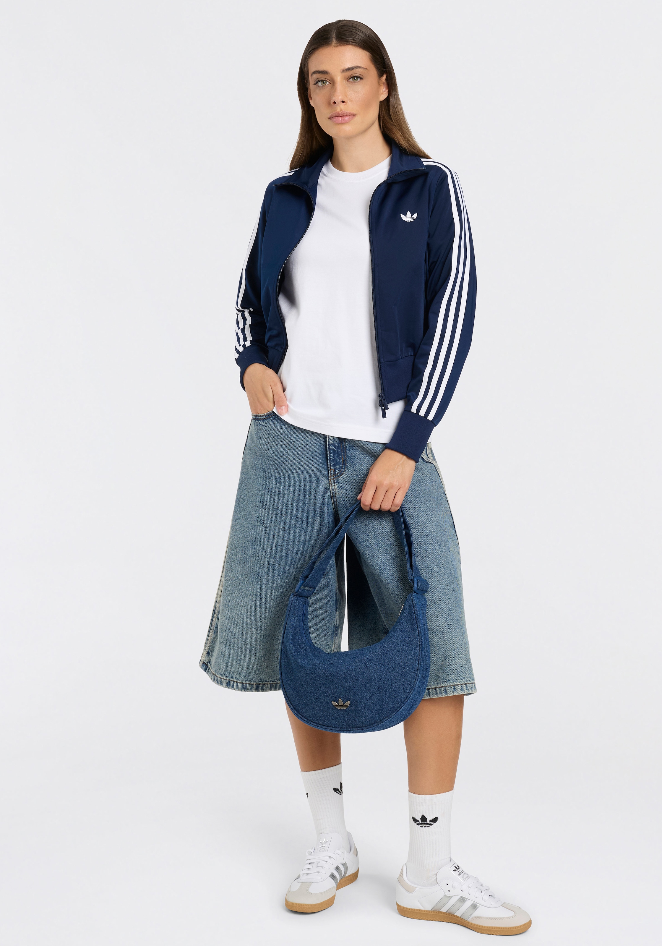 adidas Originals Short »DENIM-JORTS, MITTELHOHER BUND«  style sportif, en coton, coupe ajustée, pour adultes