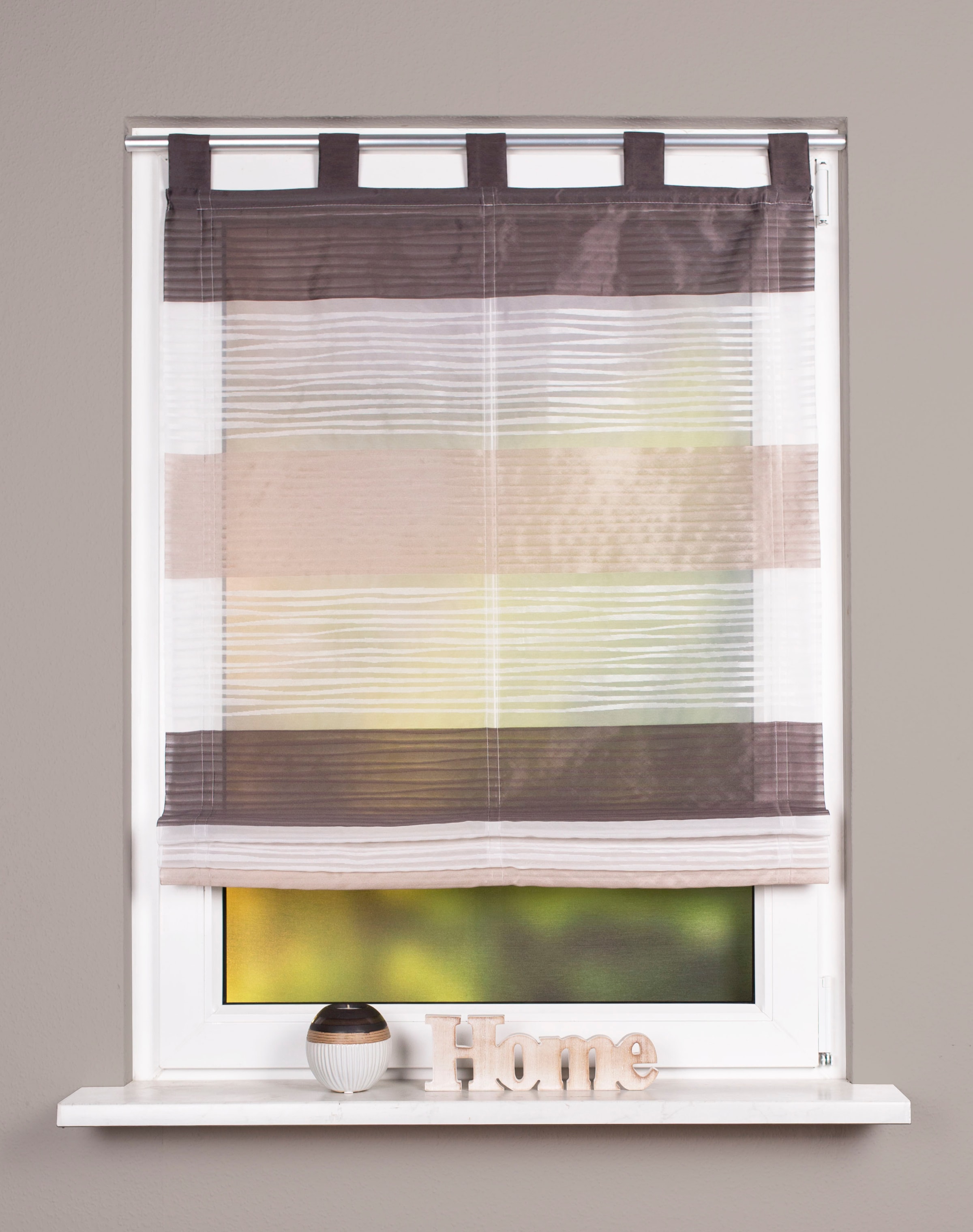 Image of HOME WOHNIDEEN Raffrollo "GABI" mit Schlaufen freihängend Effektvoile