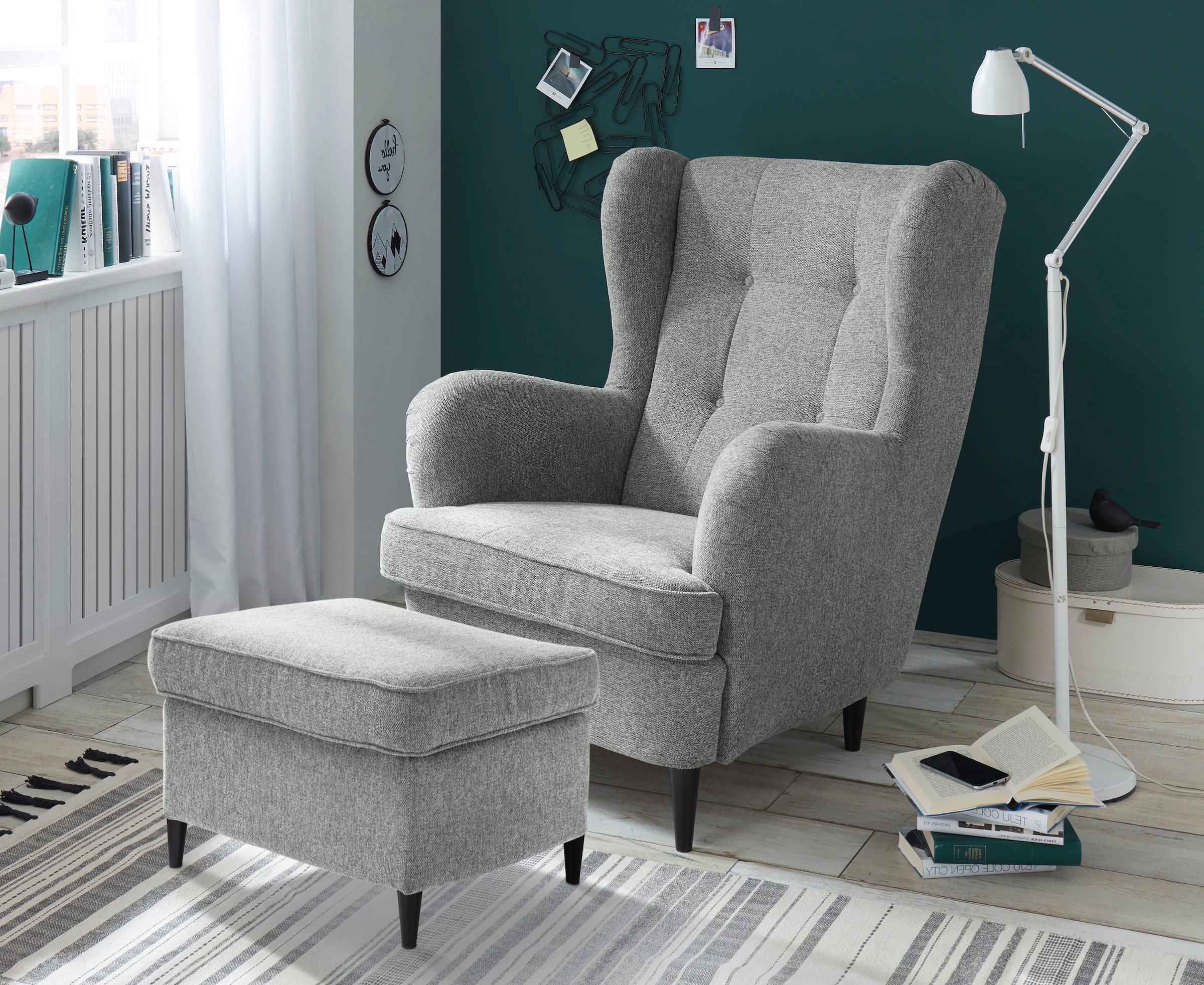 ED EXCITING DESIGN Ohrensessel »Oskar«, mit Massivholzfüssen