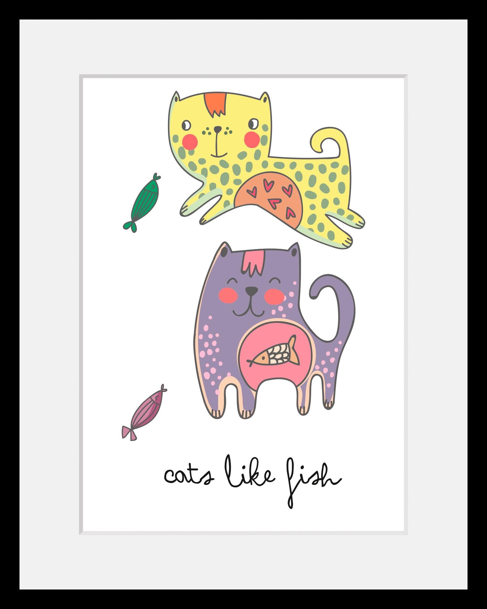Image of Home affaire Bild »Cats like fish«, mit Rahmen bei Ackermann Versand Schweiz