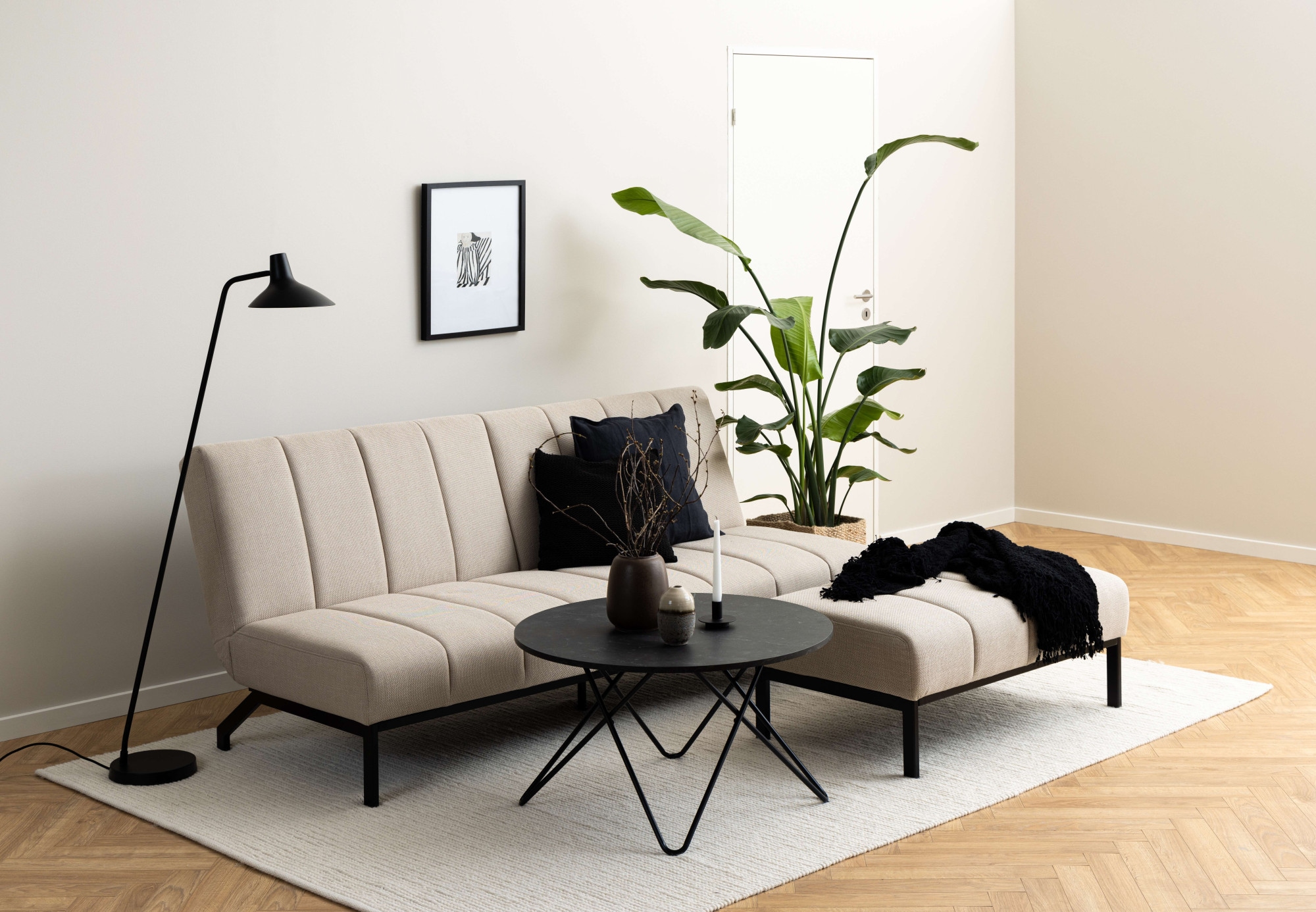 Image of ACTONA GROUP Couchtisch "Wyre" Wohnzimmertisch, Sofatisch, Kaffeetisch, OTTOs Choice, rund, schwarzer Marmor-Look, schwarzer Stahldrahtfuss, T: 80 cm