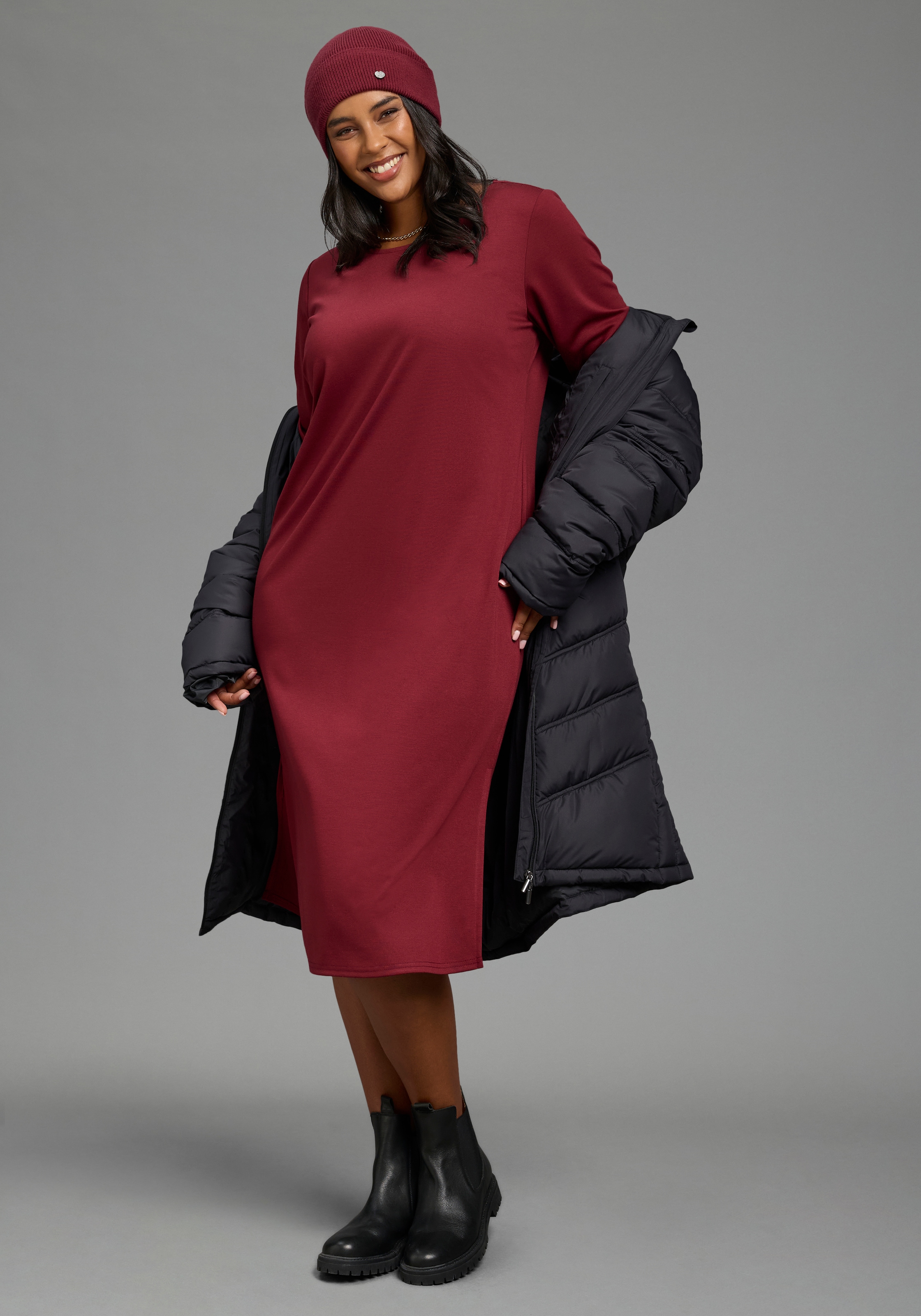 Laura Scott CURVE Robe midi »Grosse Grössen« robe midi longueur mollet, coupe ajustée